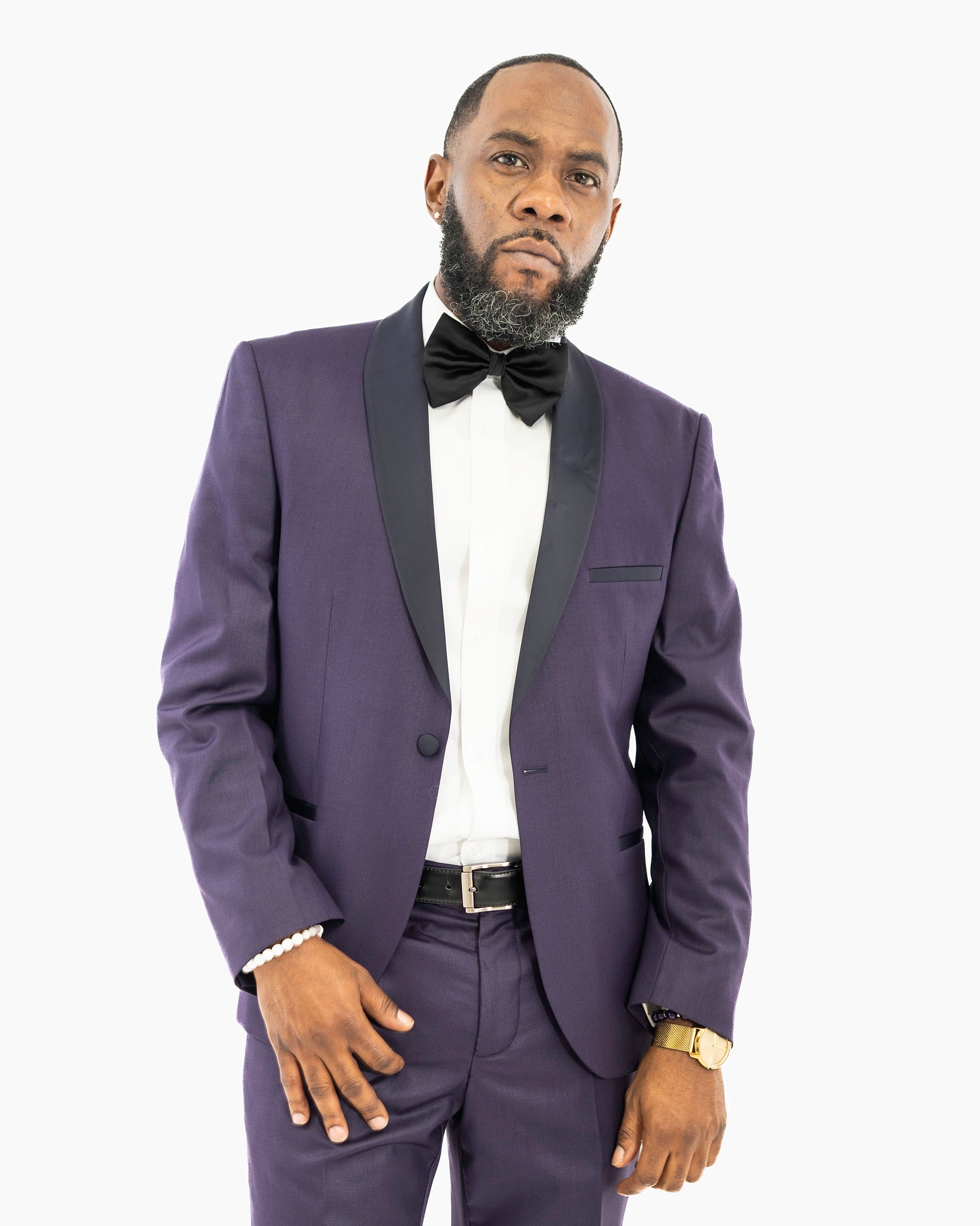 Eggplant Solid 2-Piece Slim-Fit Tuxedo