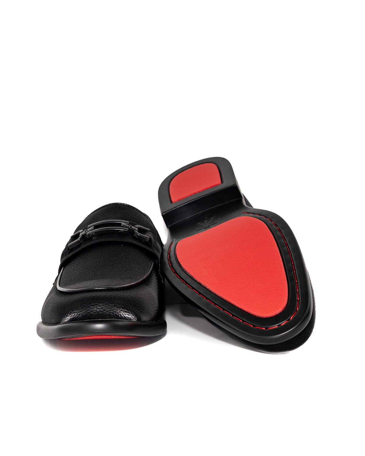Black Split-Grain Leather Bit Dress Loafer Shoes | Bottom View | Dolce Vesta