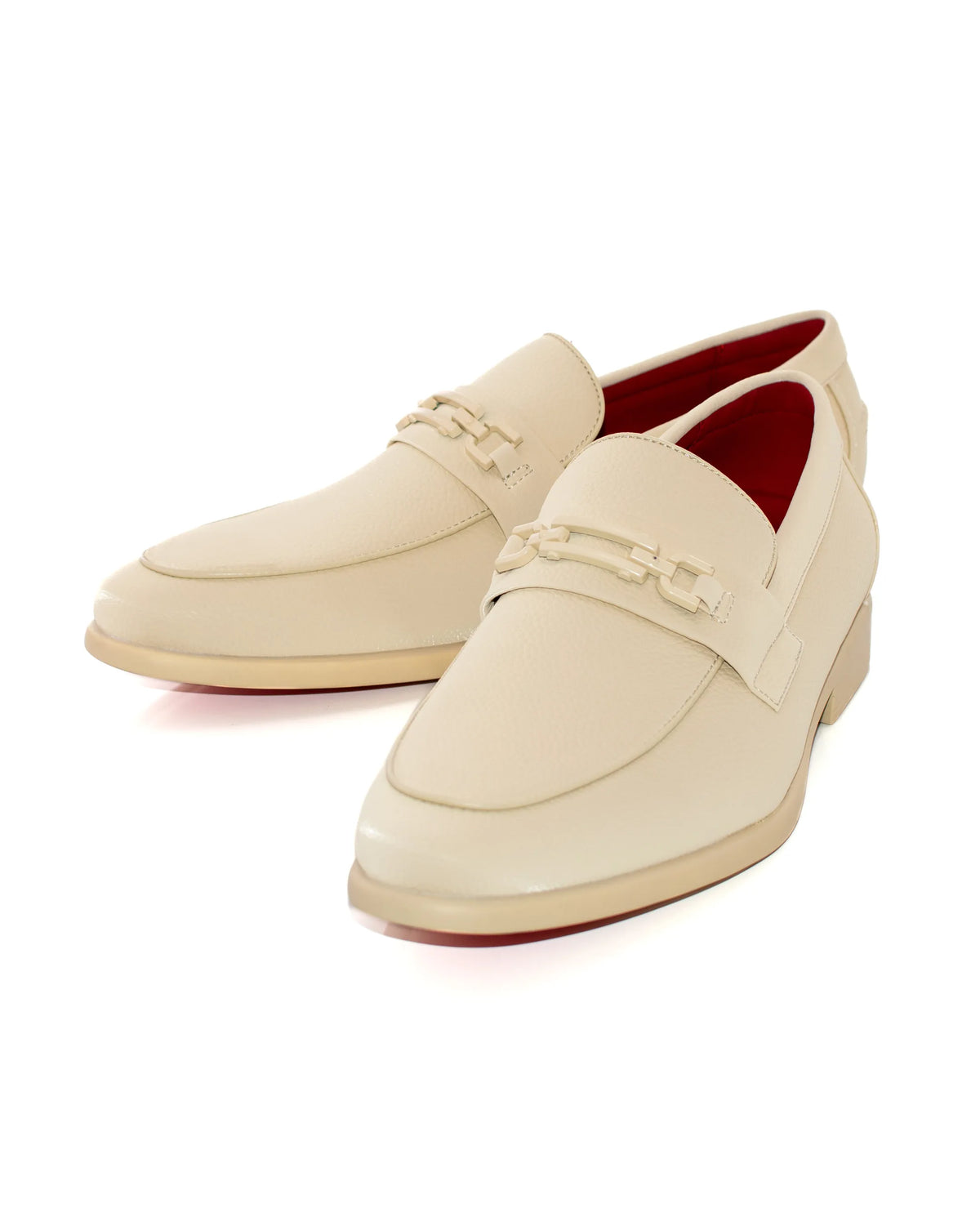 Bone Split-Grain Leather Bit Dress Loafer Shoes | Front View | Dolce Vesta