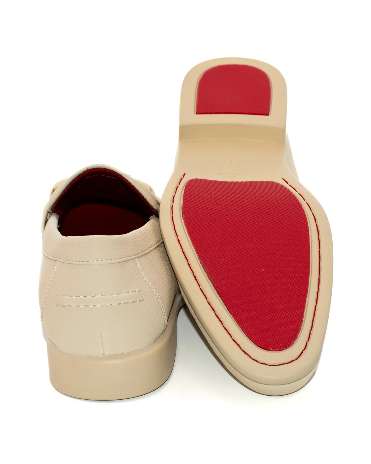 Bone Split-Grain Leather Bit Dress Loafer Shoes | Bottoms View | Dolce Vesta