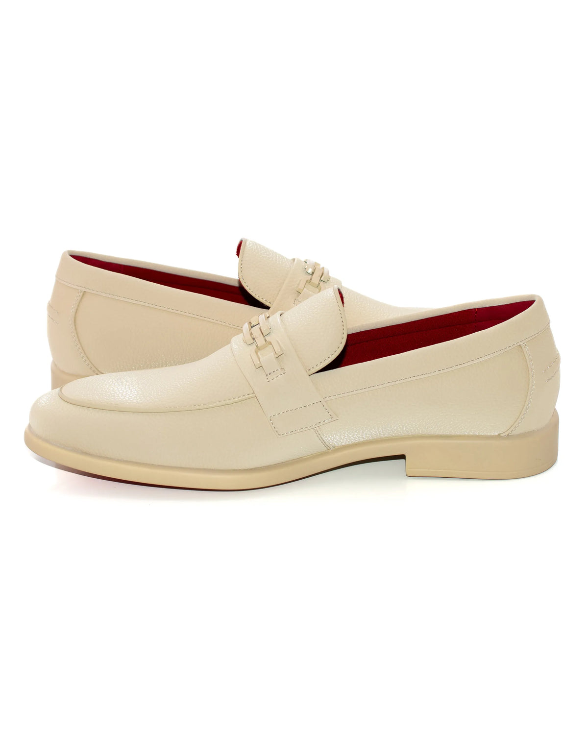 Bone Split-Grain Leather Bit Dress Loafer Shoes | Inside View | Dolce Vesta
