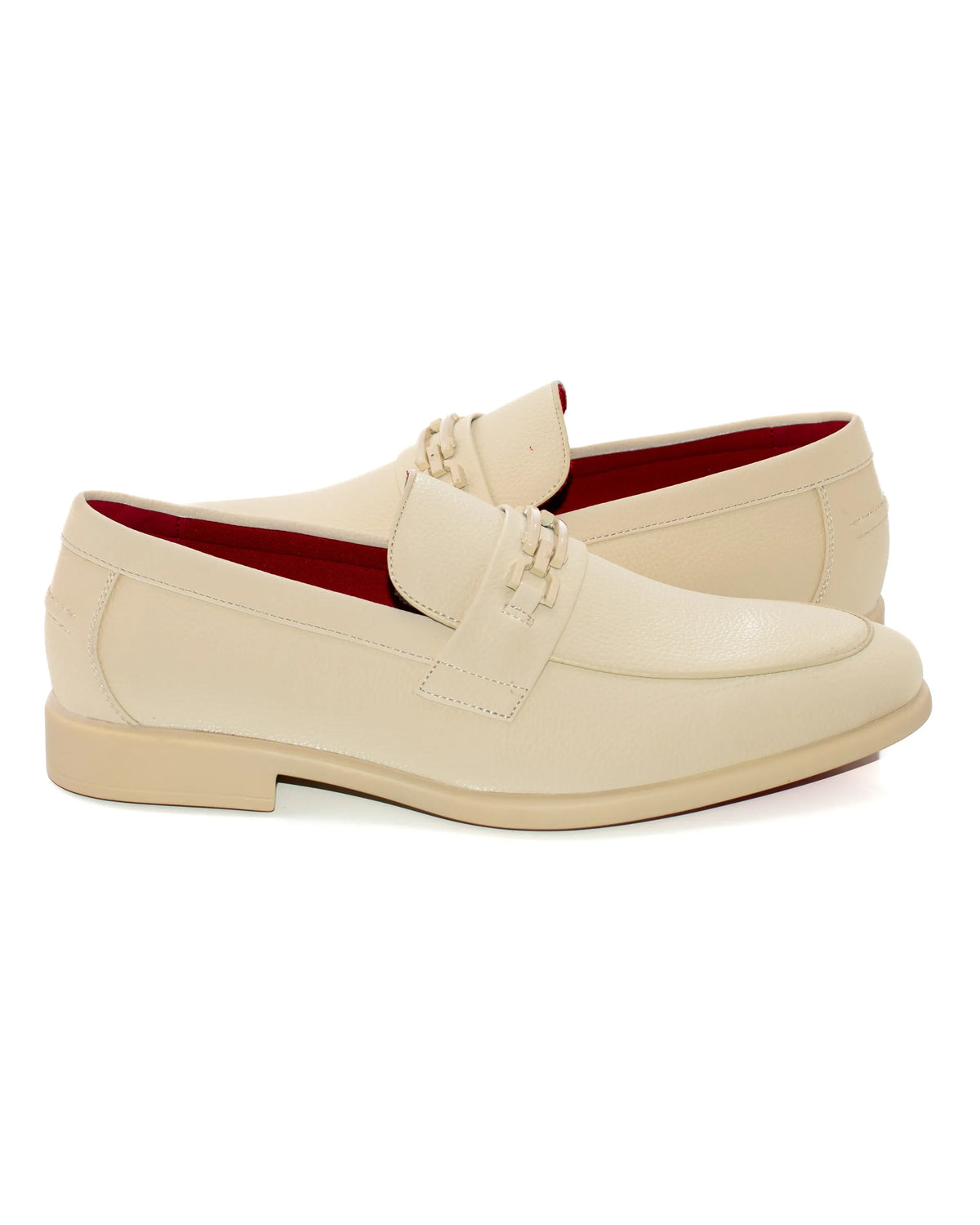 Bone Split-Grain Leather Bit Dress Loafer Shoes | Outside View | Dolce Vesta
