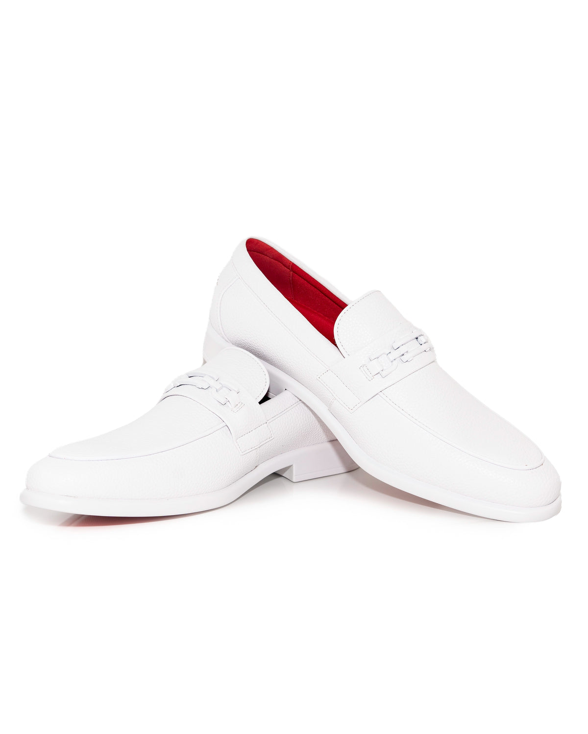 White Split-Grain Leather Bit Dress Loafer Shoes | Casual View | Dolce Vesta