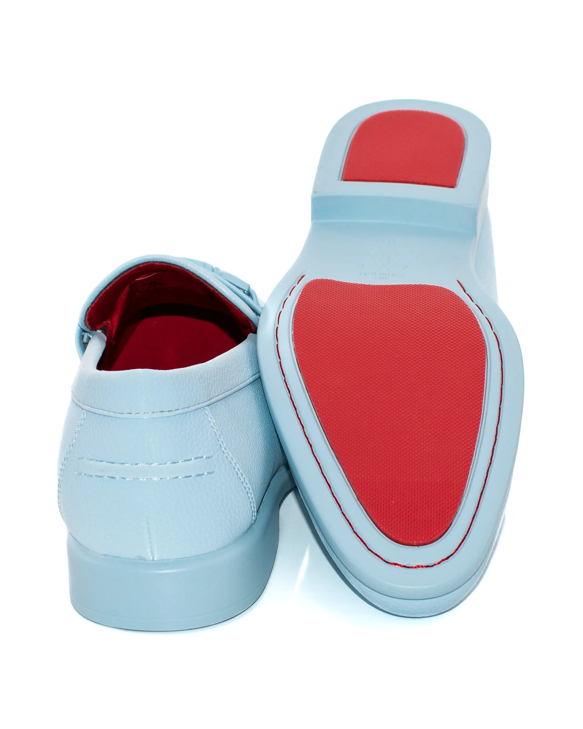 Light Blue Split-Grain Leather Bit Dress Loafer Shoes | Bottoms View | Dolce Vesta