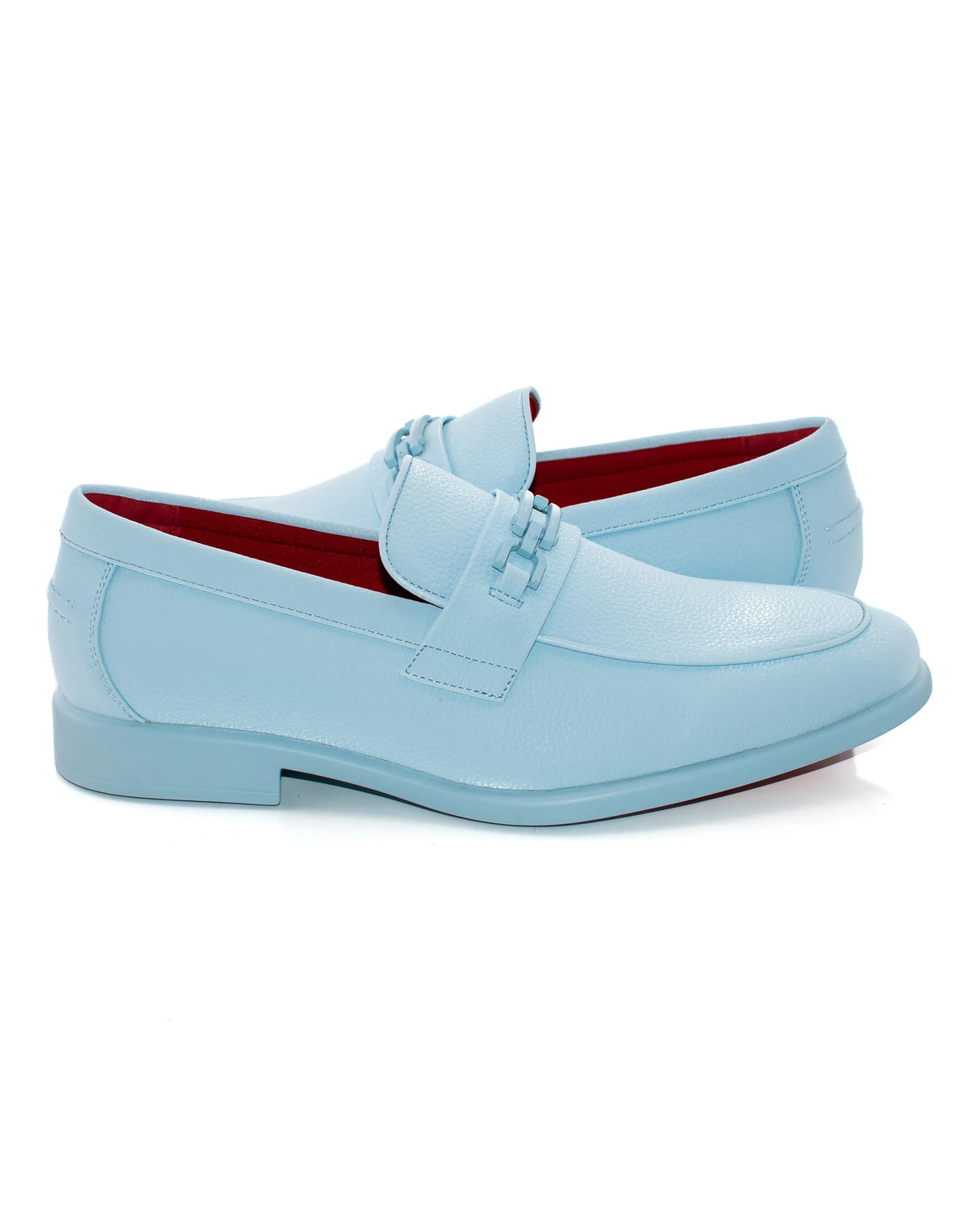 Light Blue Split-Grain Leather Bit Dress Loafer Shoes | Outside View | Dolce Vesta