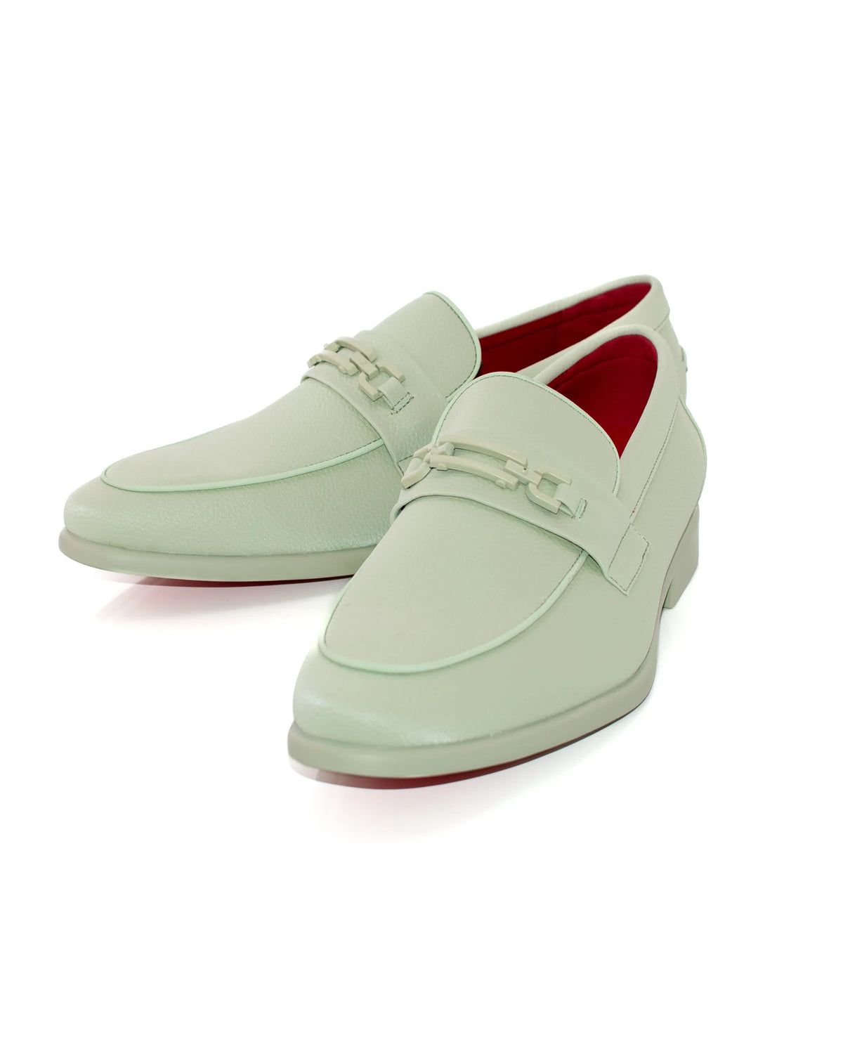 Mint Split-Grain Leather Bit Dress Loafer Shoes | Front View | Dolce Vesta