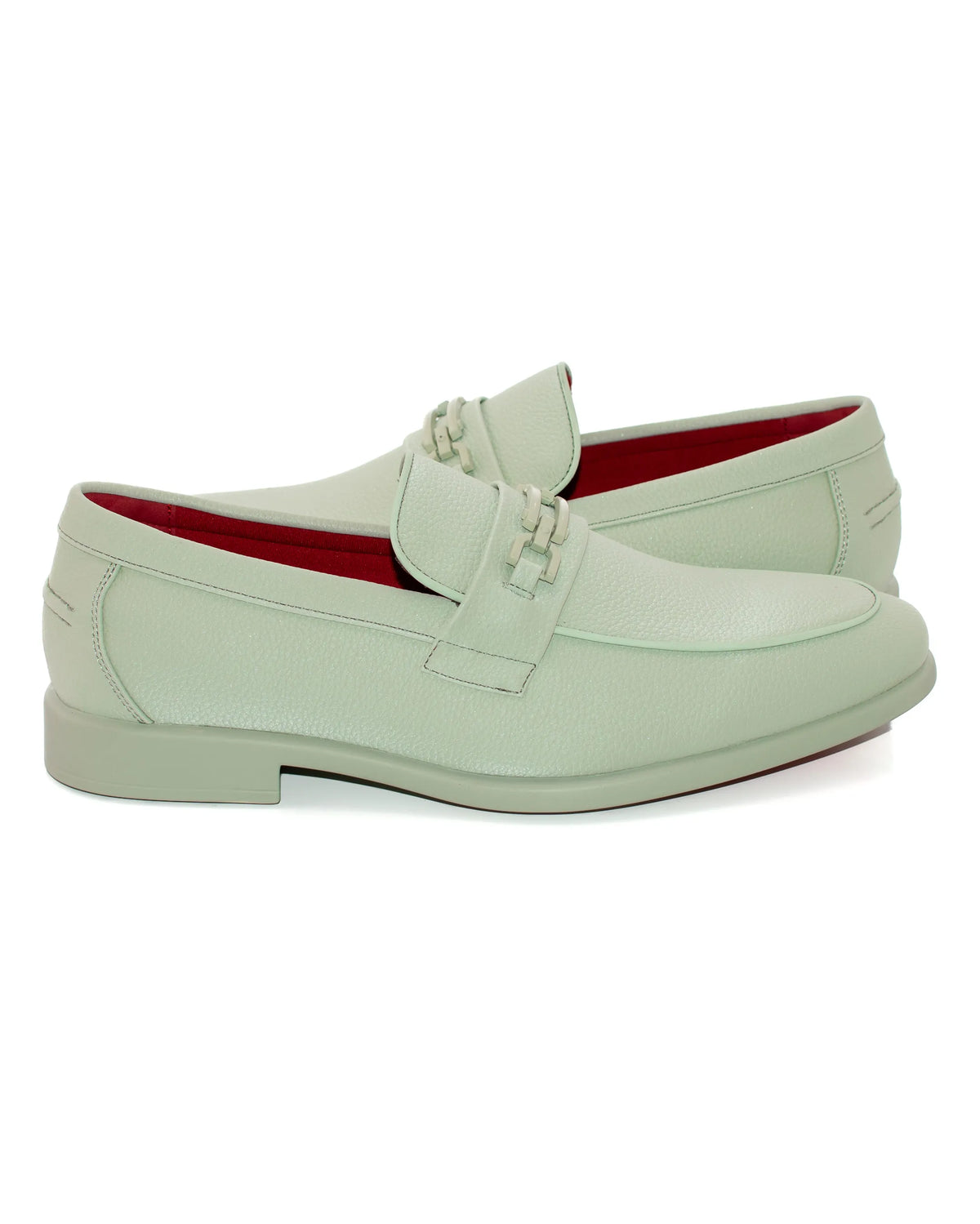 Mint Split-Grain Leather Bit Dress Loafer Shoes | Outside View | Dolce Vesta