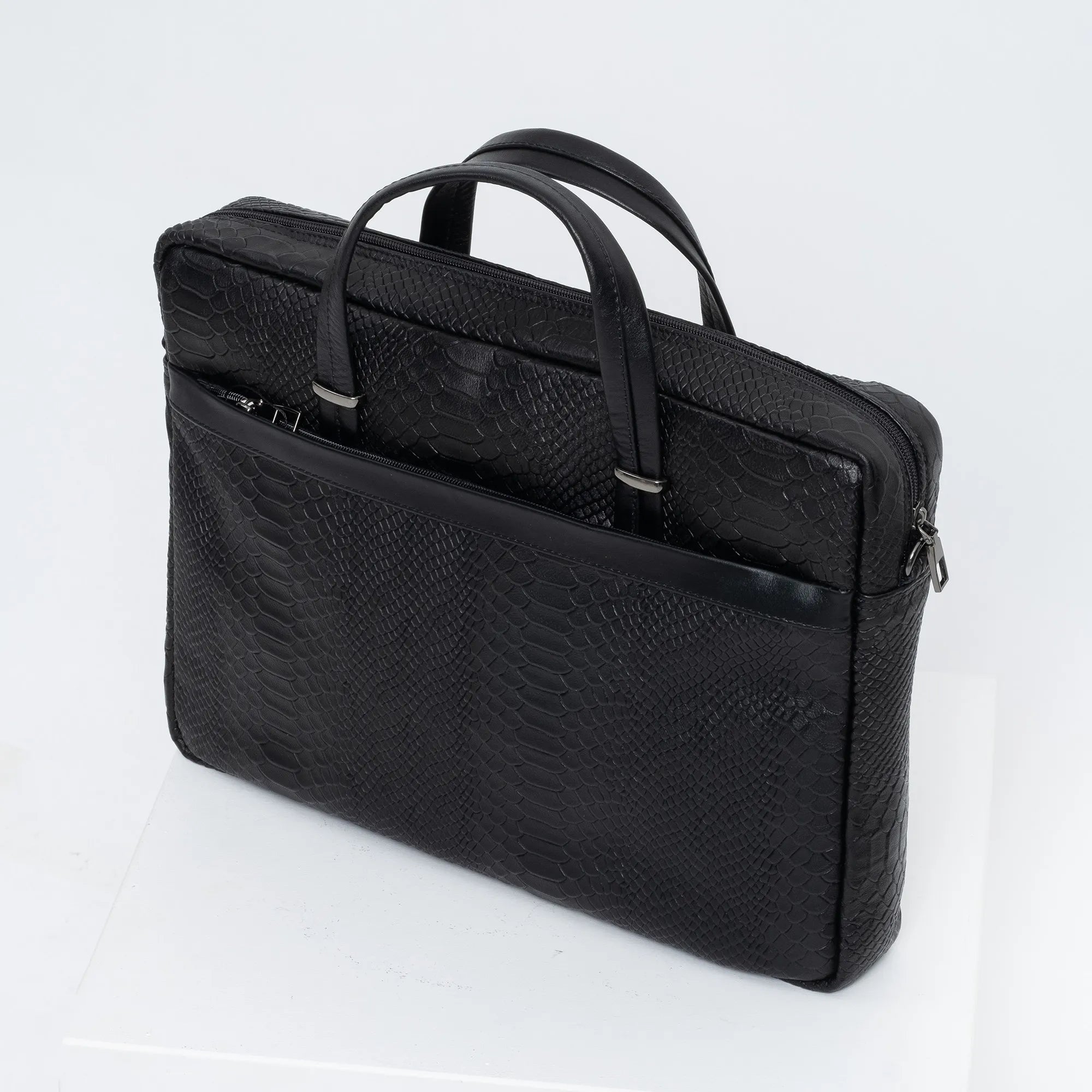 Snake Skin Designed Leather Handmade Brief Case