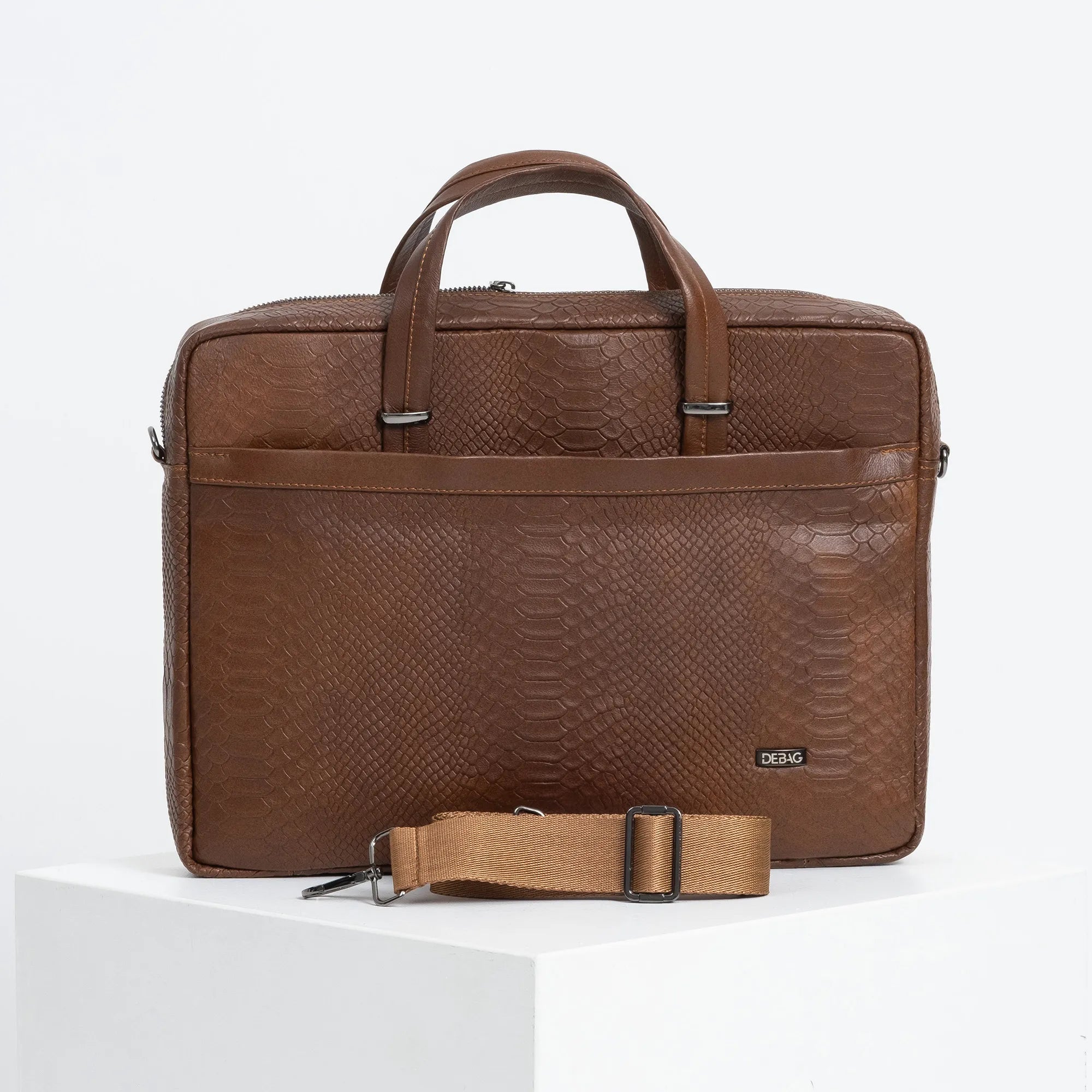Snake Skin Designed Leather Handmade Brief Case