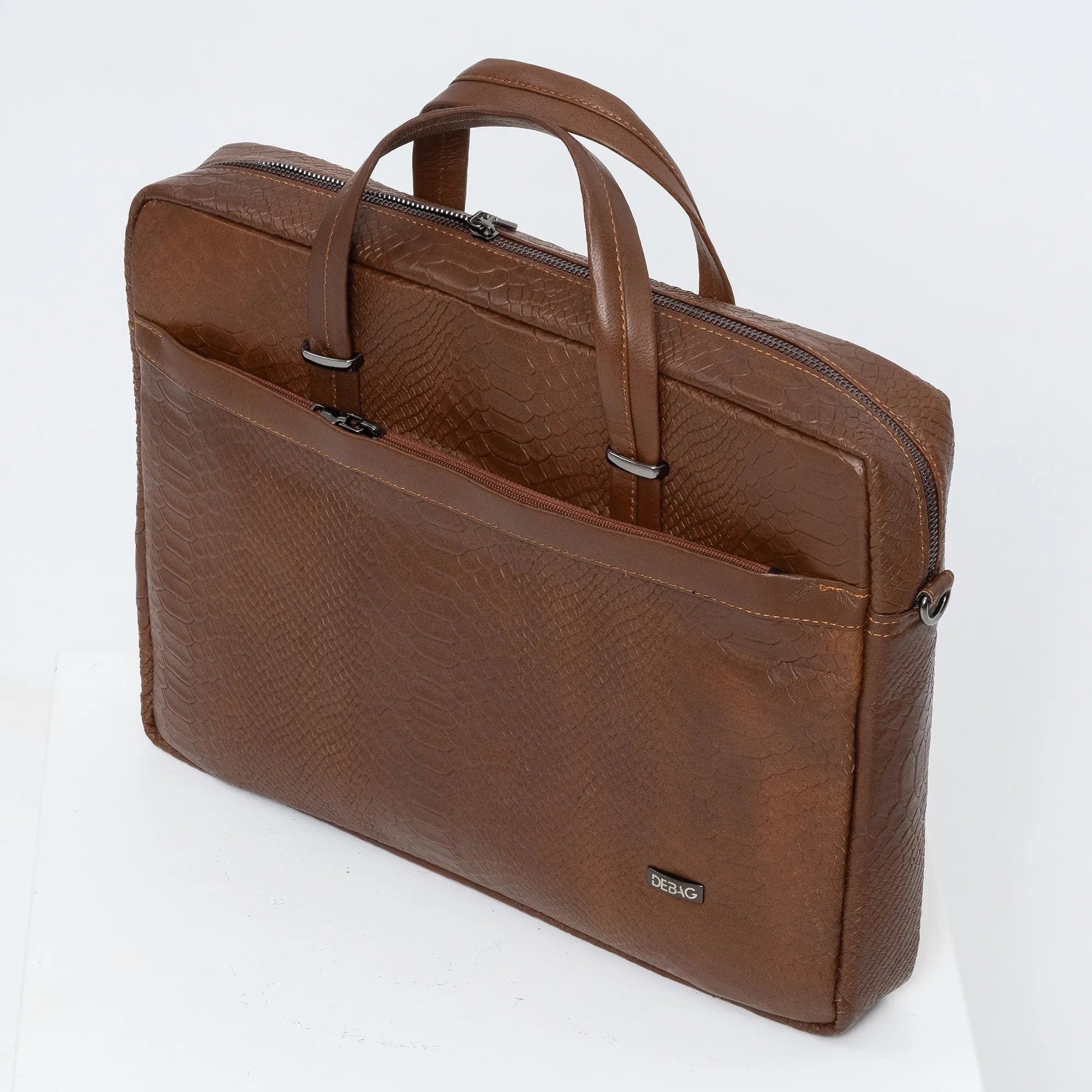 Snake Skin Designed Leather Handmade Brief Case