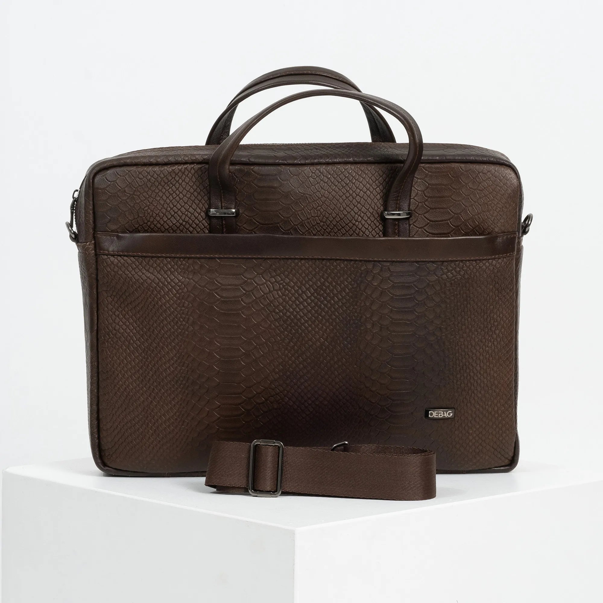Snake Skin Designed Leather Handmade Brief Case
