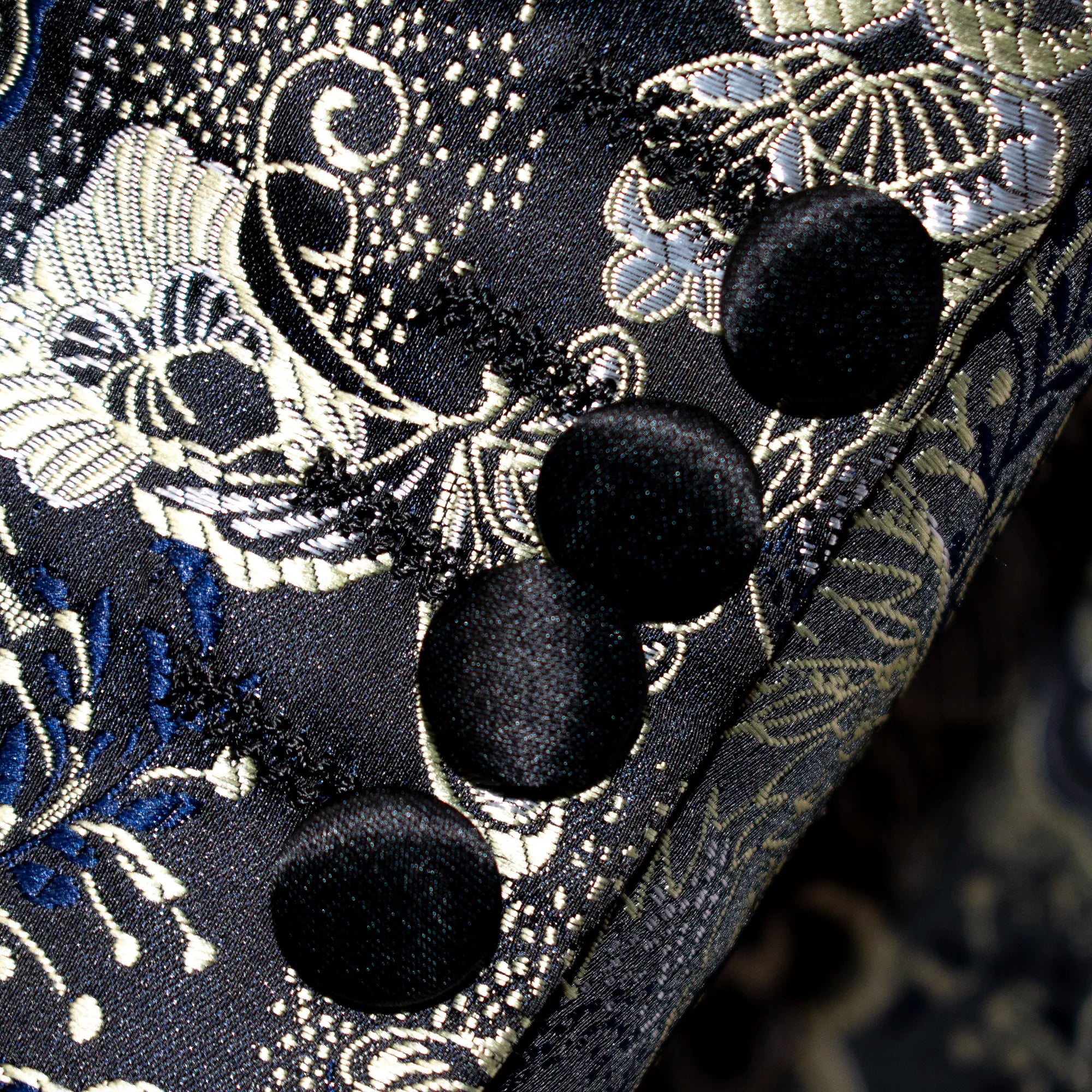 Gold Metallic Floral Slim-Fit Tuxedo Jacket