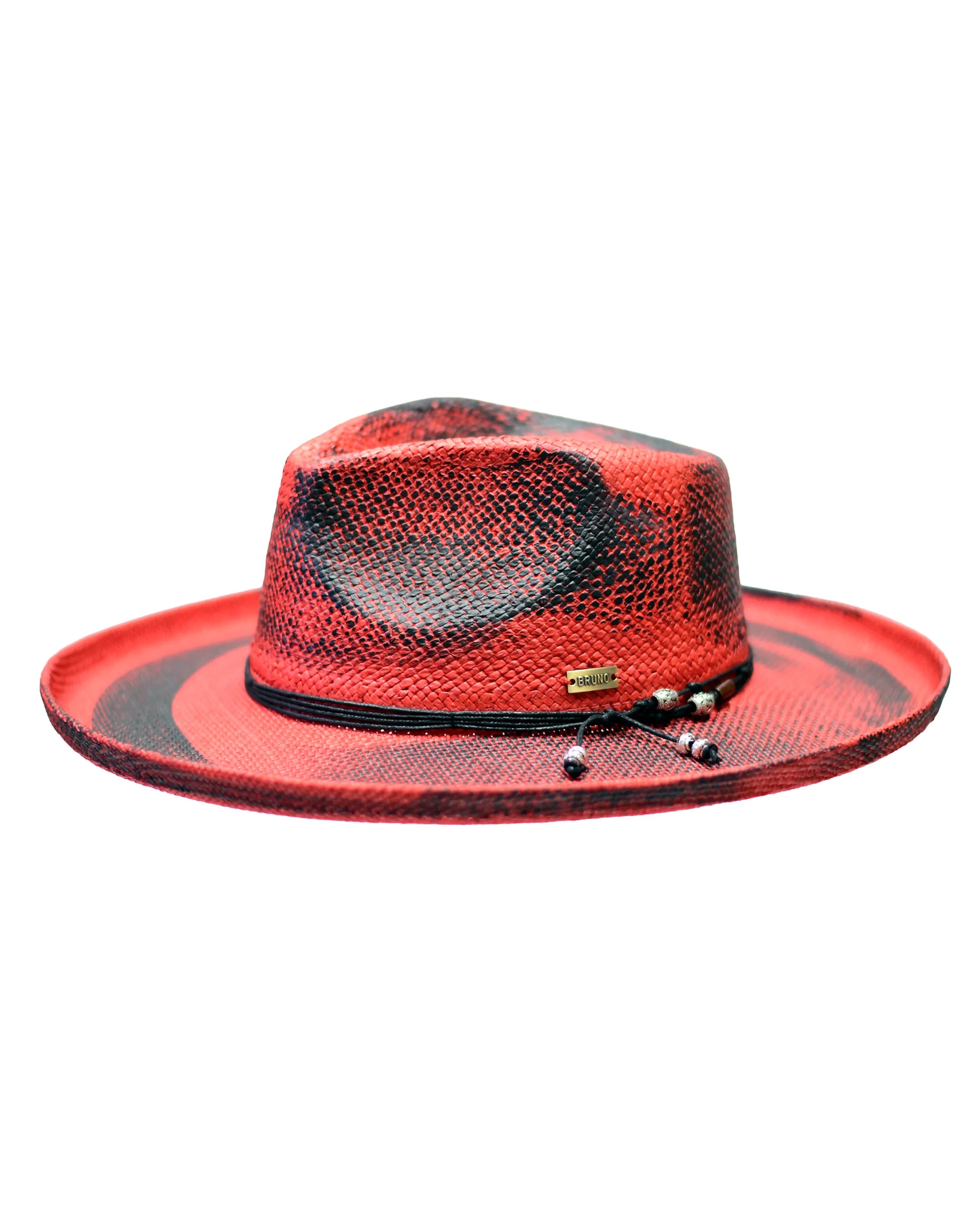Natural Straw Distressed Fedora Hat with Wide Pencil Curl Brim