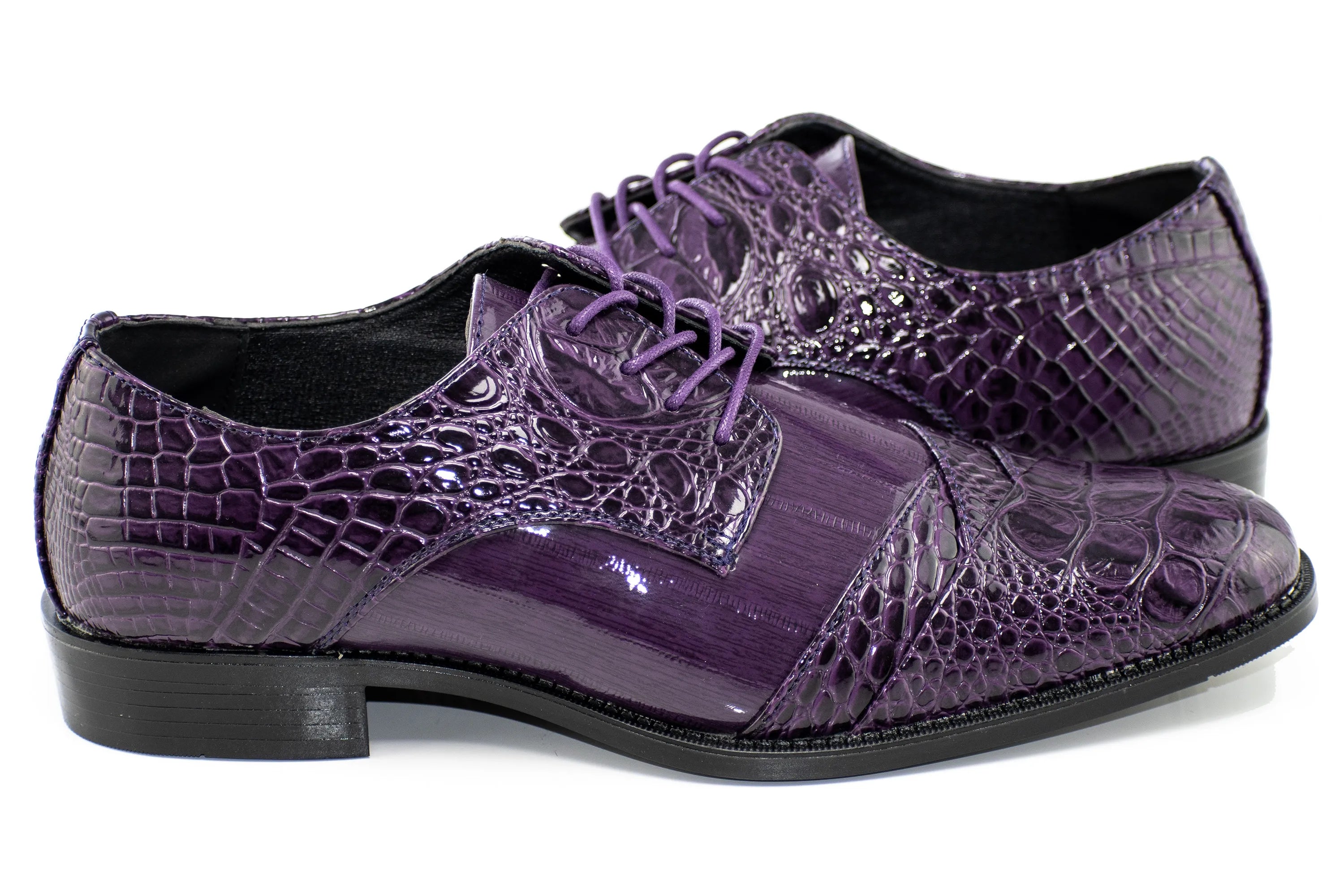 Aligator Textured Folded Cap-Toe Dress Shoe