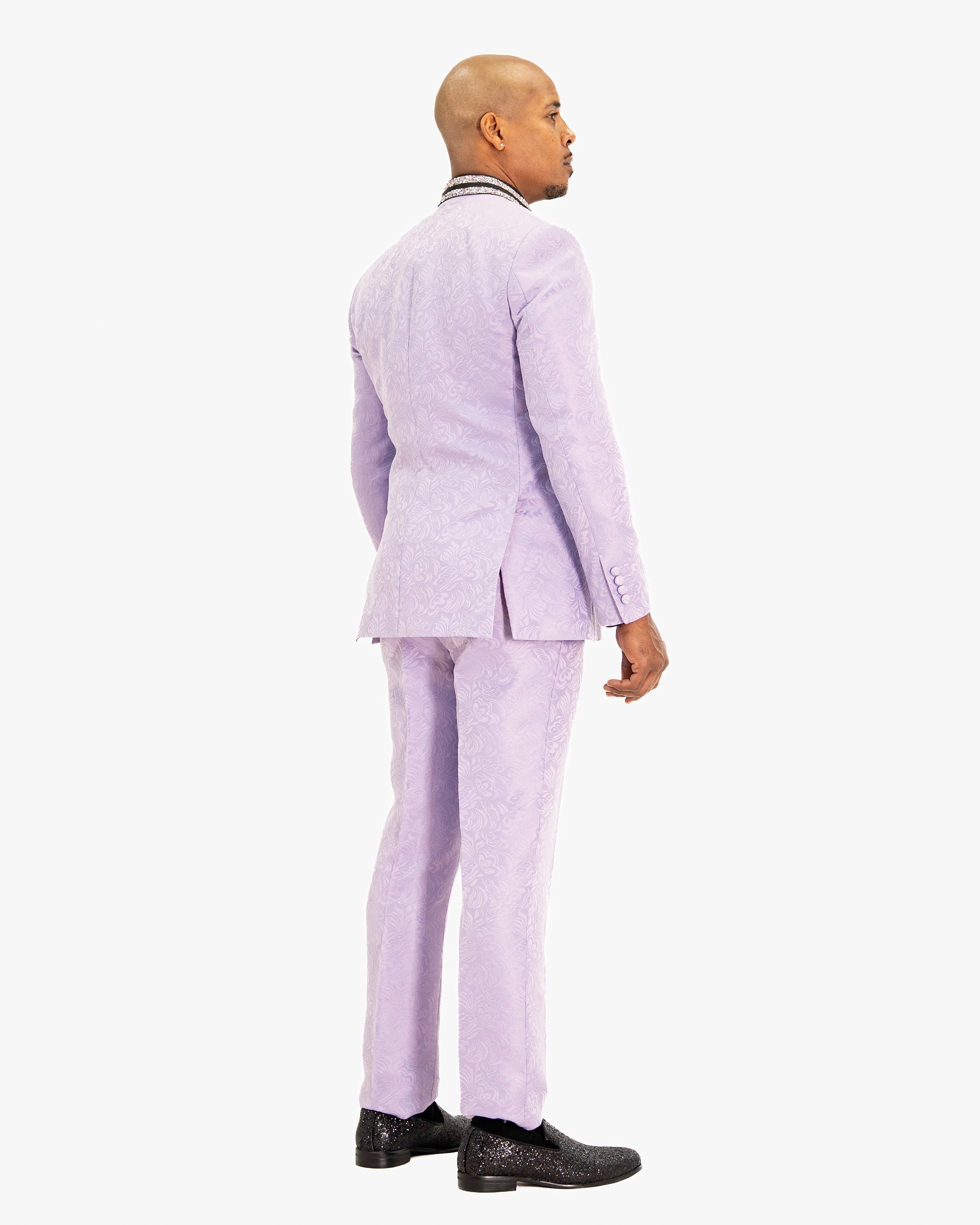 Lavender Baroque No-Lapel 3-Piece Slim-Fit Tuxedo
