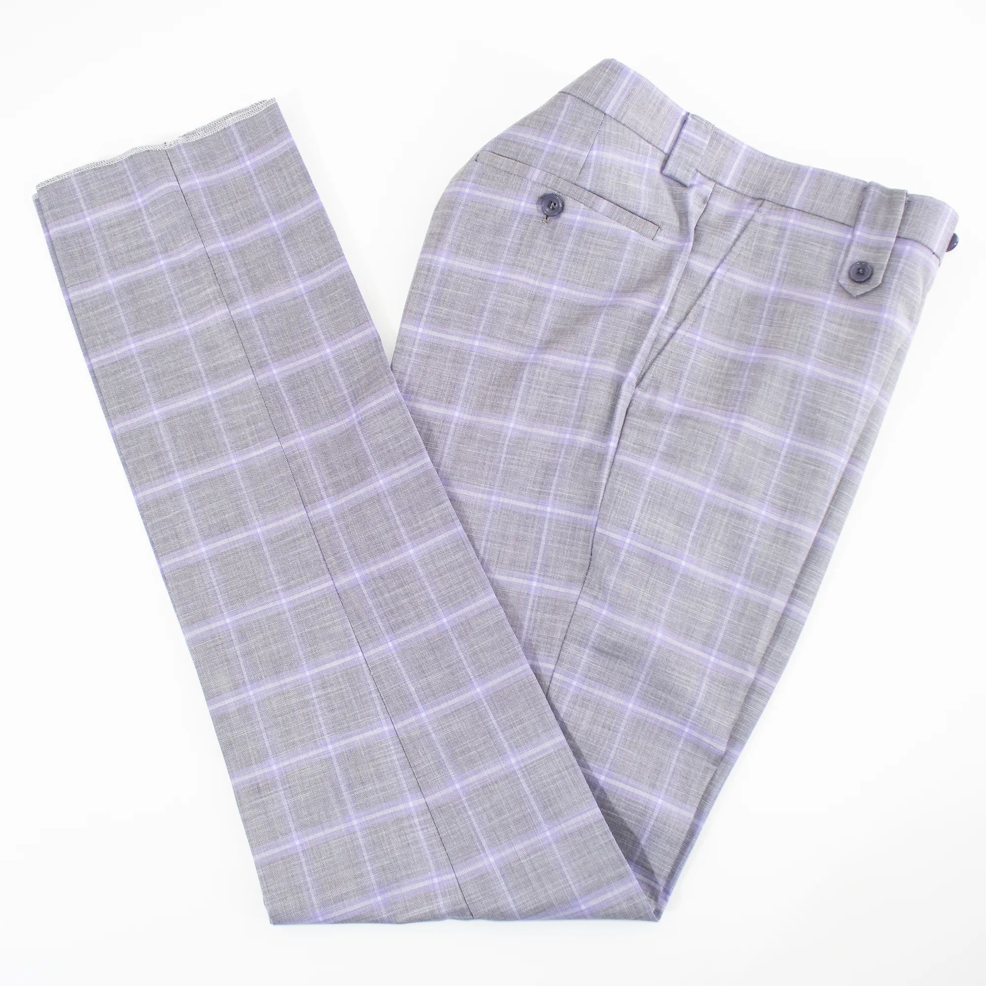 Ash Plaid 3-Piece Modern-Fit Suit With Peak Lapels