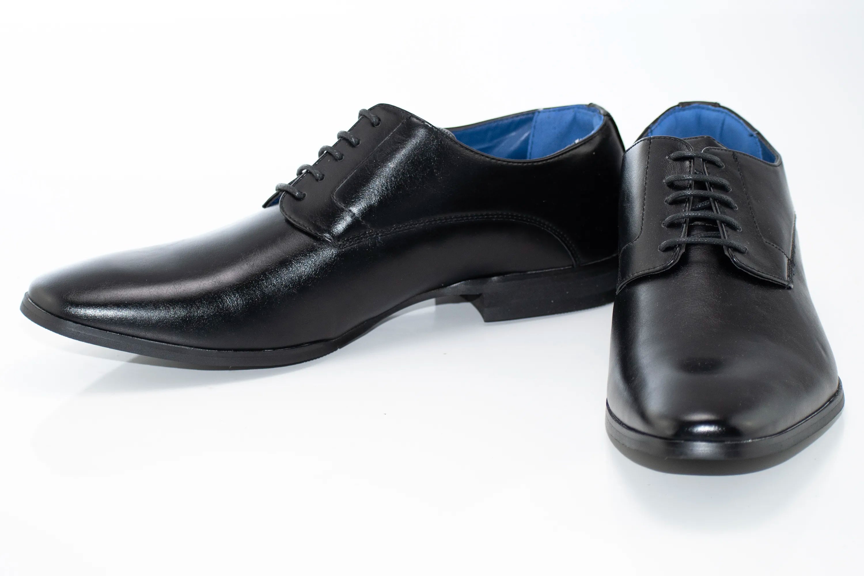 Black Classic Plain Toe Derby Lace-Ups