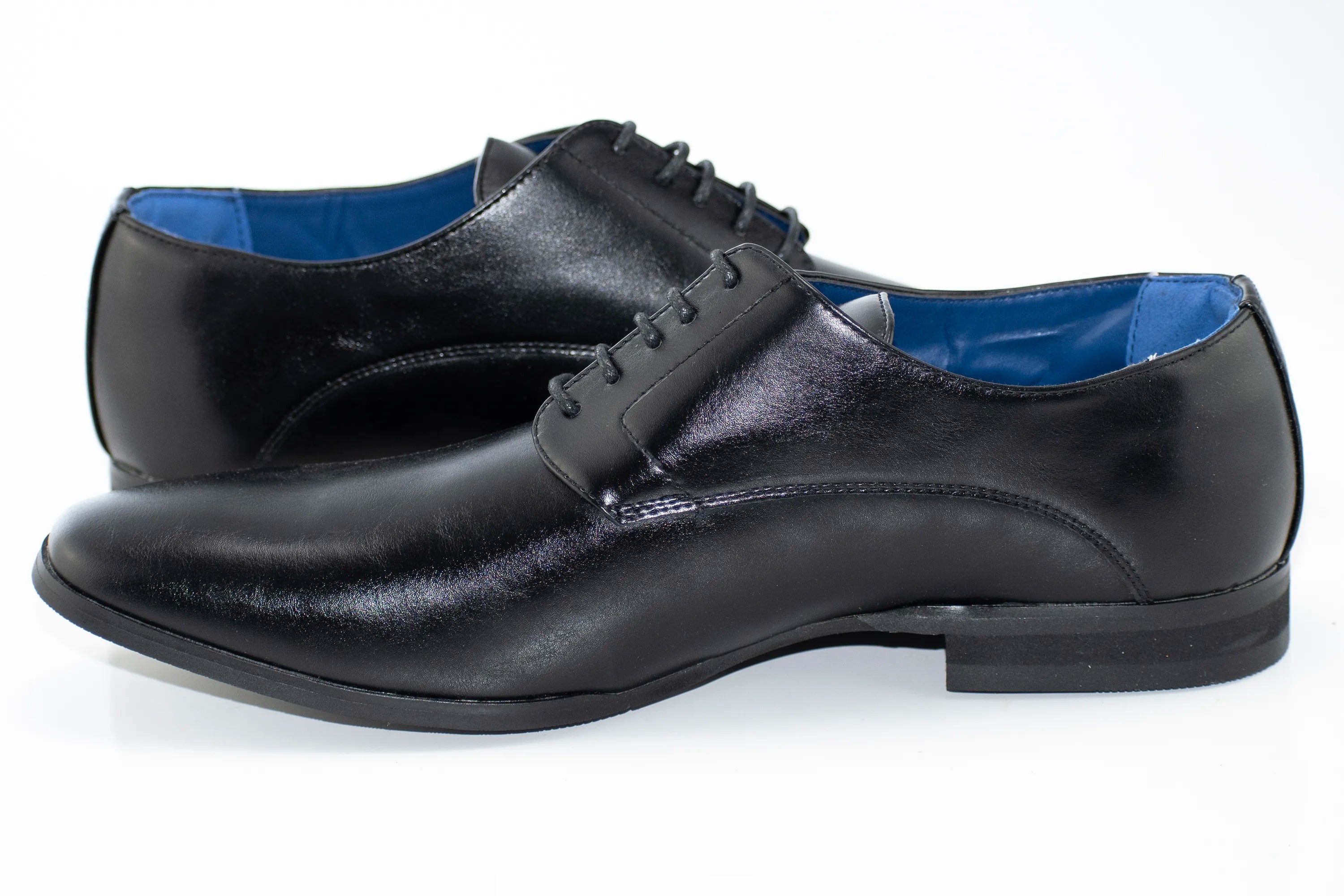 Black Classic Plain Toe Derby Lace-Ups