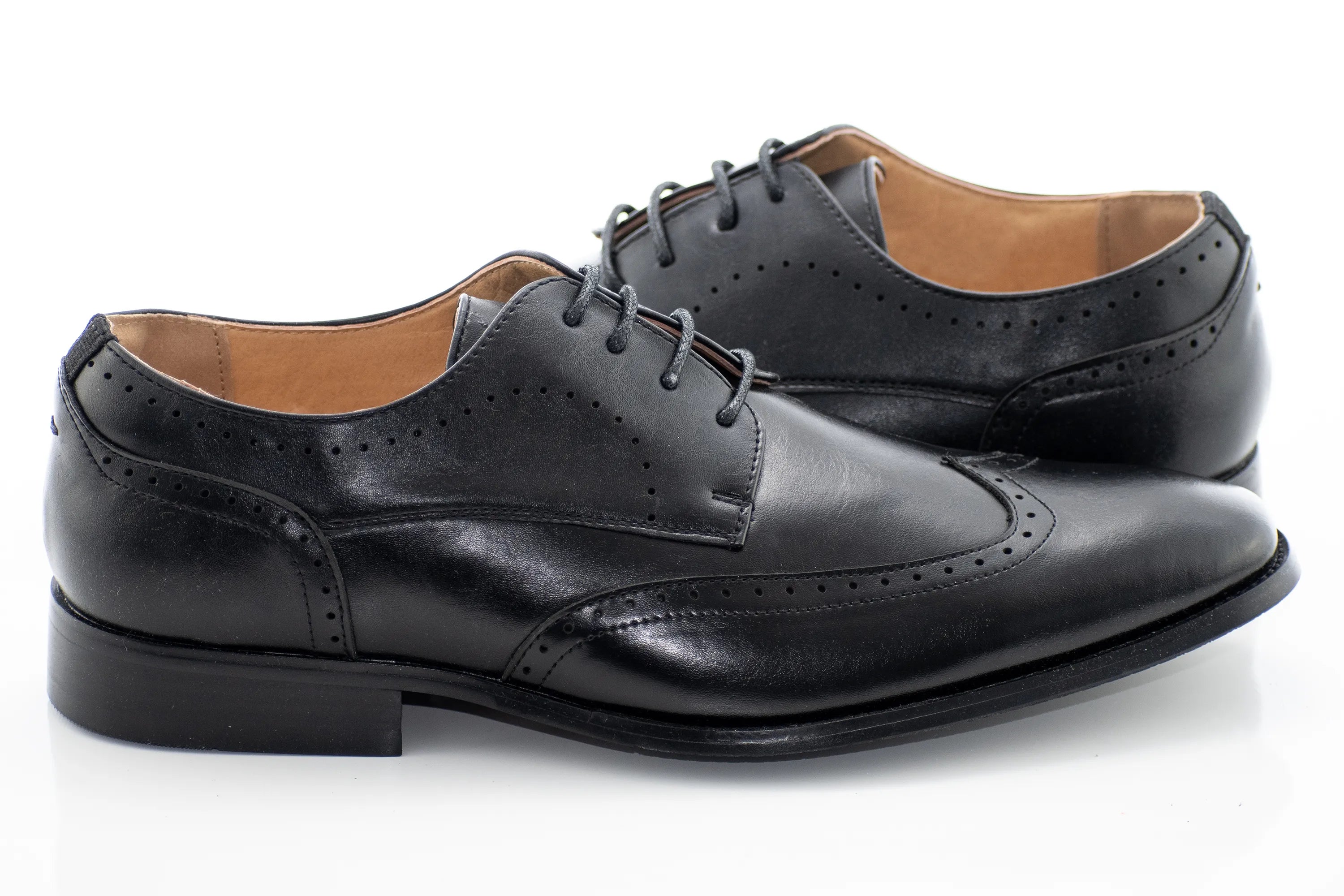 Black Classic Wingtip Derby Shoes
