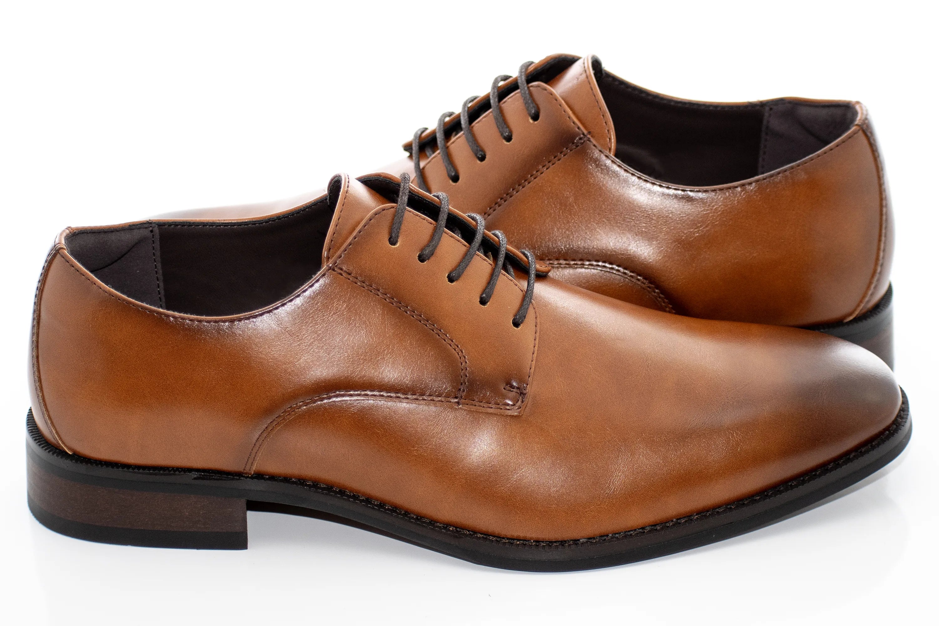 Cognac Plain Derby Lace-Up