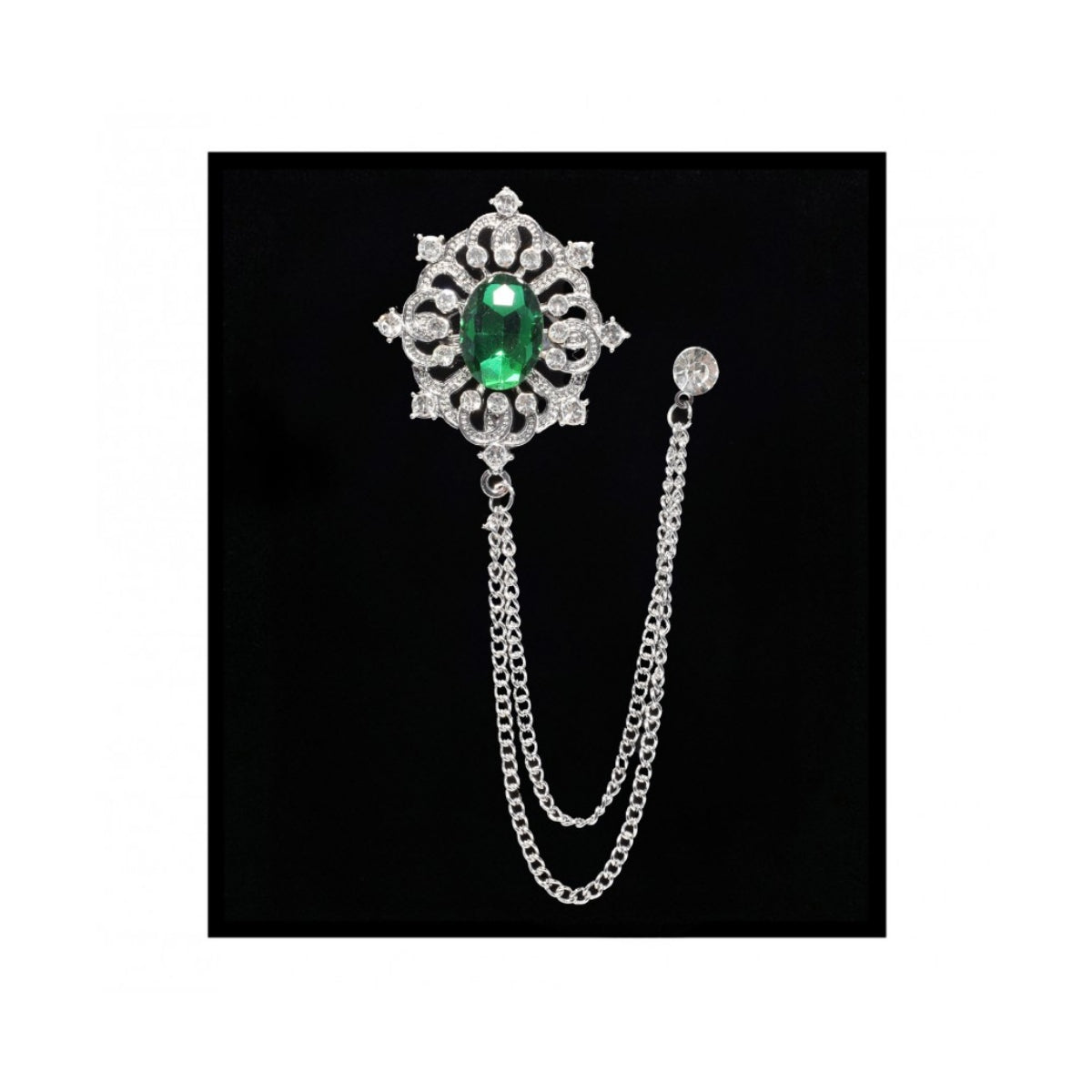 Vintage Crystal Rhinestone Tassel Chain Brooch Lapel Pin
