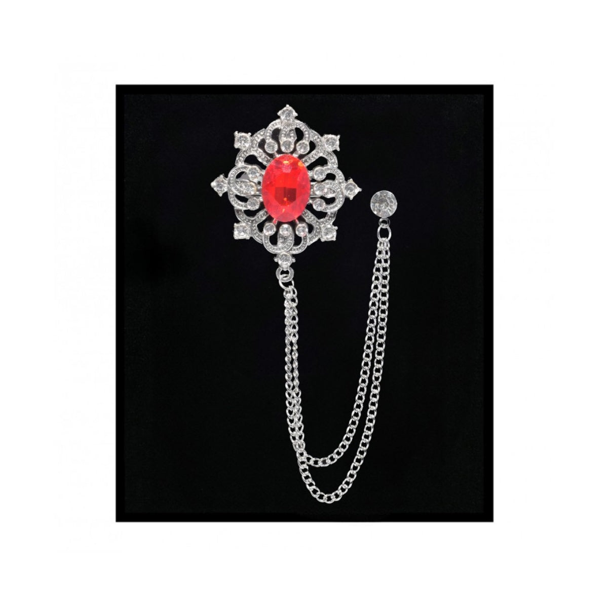 Vintage Crystal Rhinestone Tassel Chain Brooch Lapel Pin