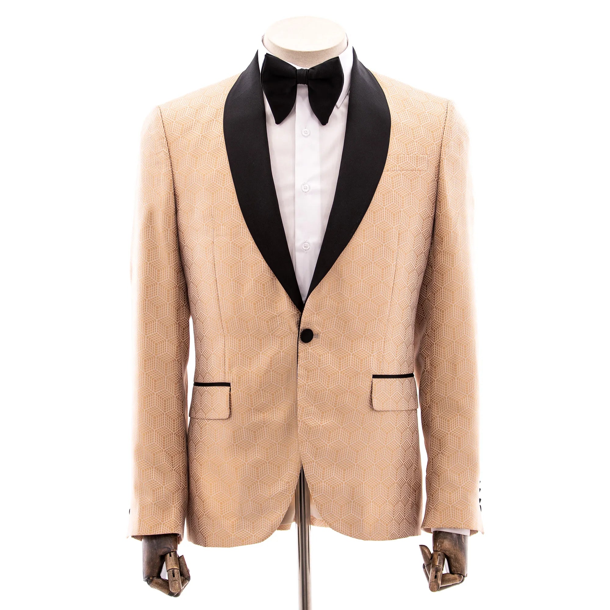 Peach Tesseract Slim-Fit Tuxedo Jacket