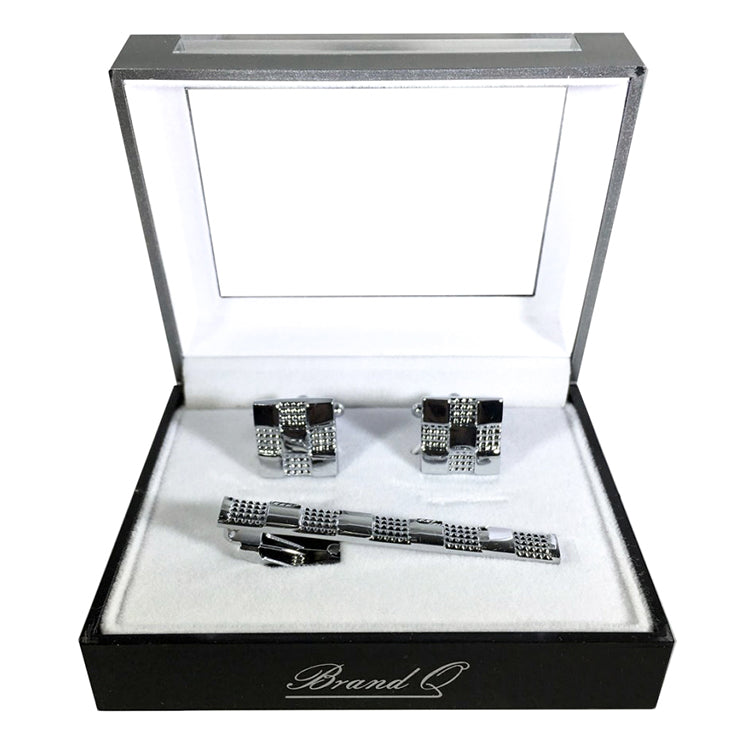 Men's Textured Bar Cufflink Tie-Bar Set