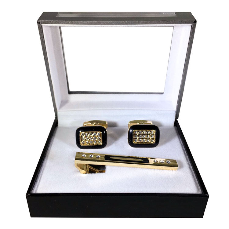 Men's Textured Bar Cufflink Tie-Bar Set