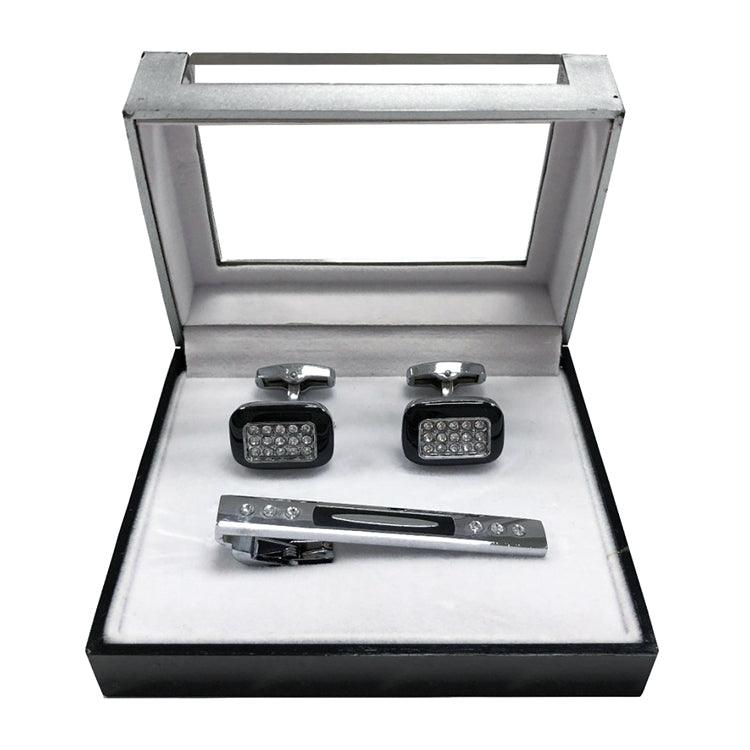 Men's Textured Bar Cufflink Tie-Bar Set