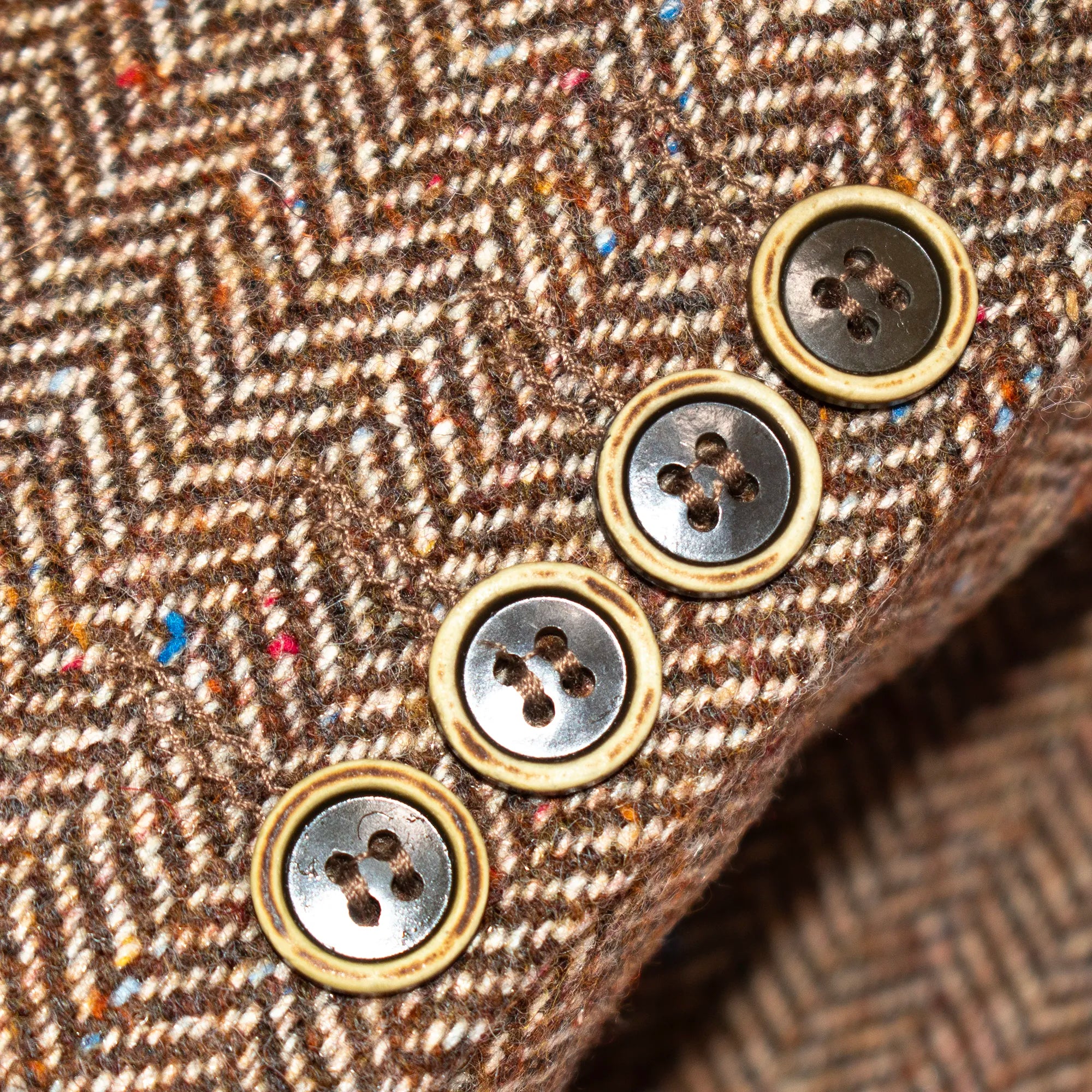 Brown Herringbone Tailored-Fit Wool Blazer