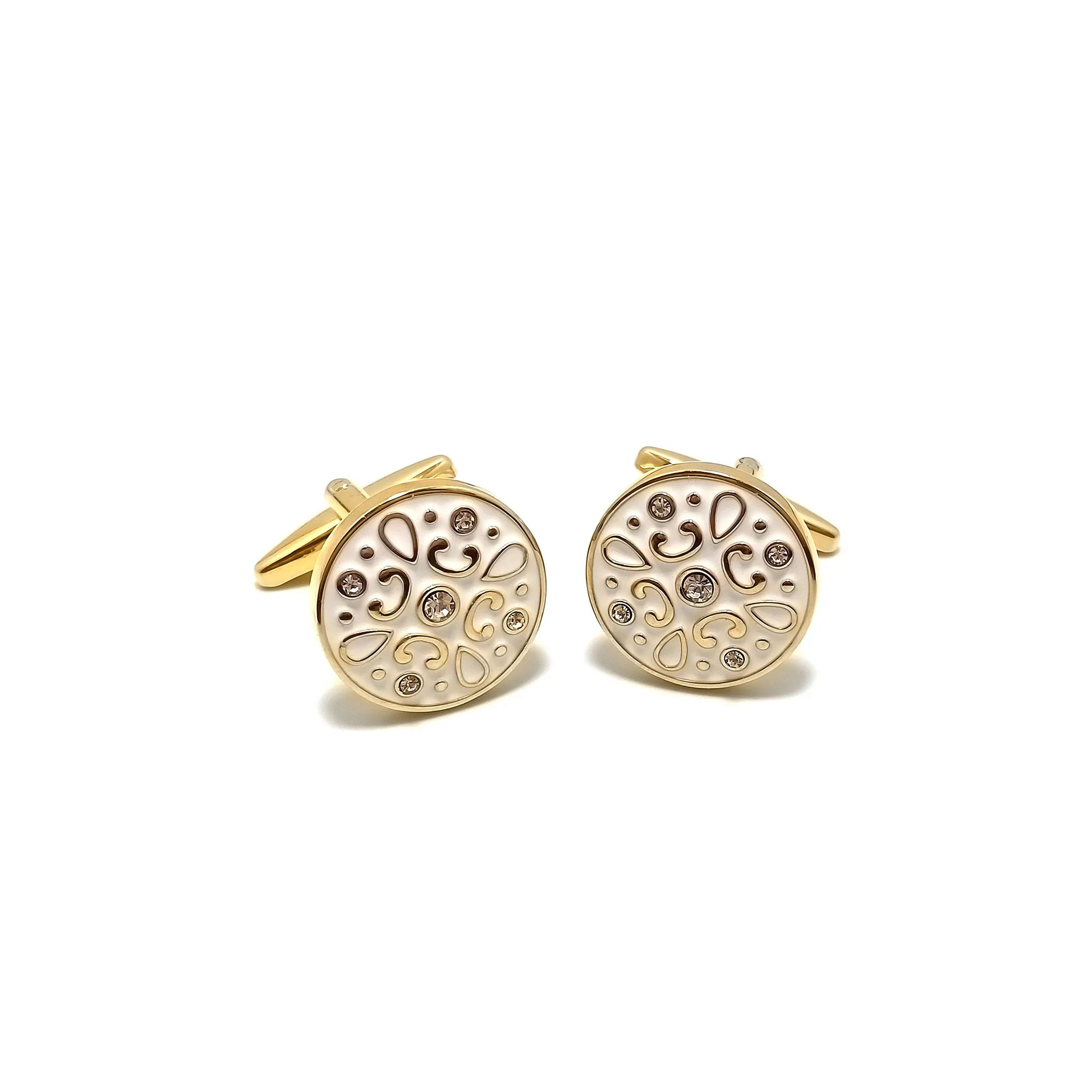 Floral Roundel Cufflinks & Tie-Bar Set