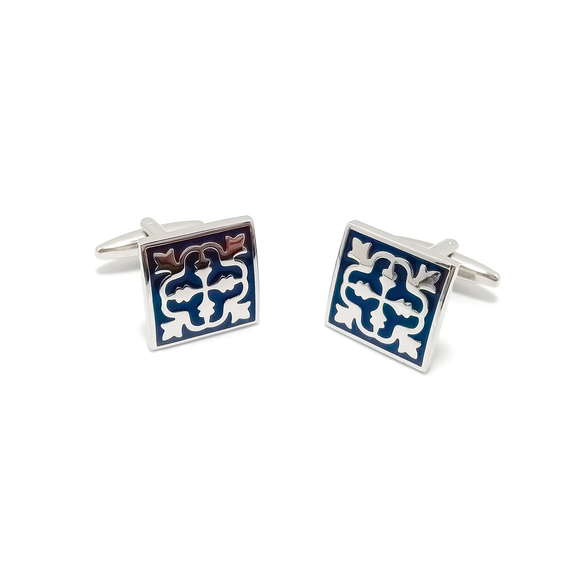 Square Filigree Cufflinks & Tie-Bar Set