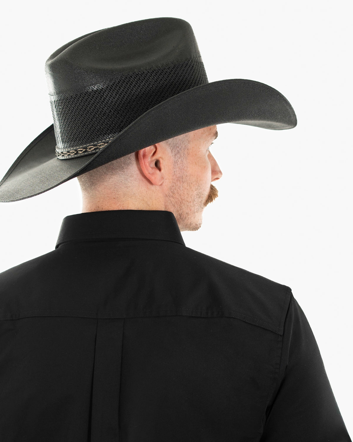 Black Western Shirt | Stretch Solid Modern-Fit Shirt | Back Shoulder | Dolce Vesta
