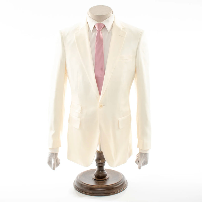 Men's Cream White Satin 2-Piece Big & Tall Suit
