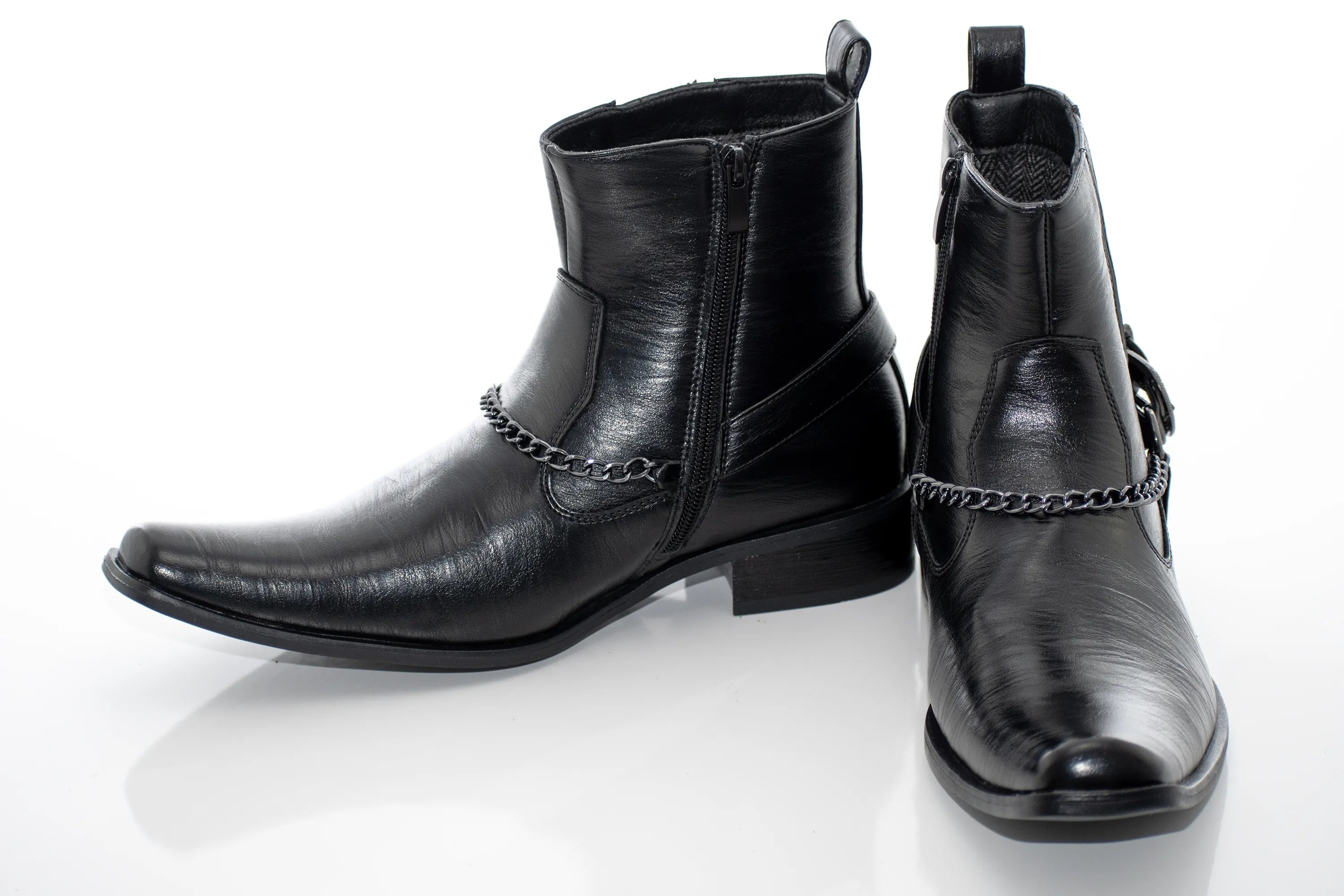 Black Western Chelsea Zip-Boot With Chain