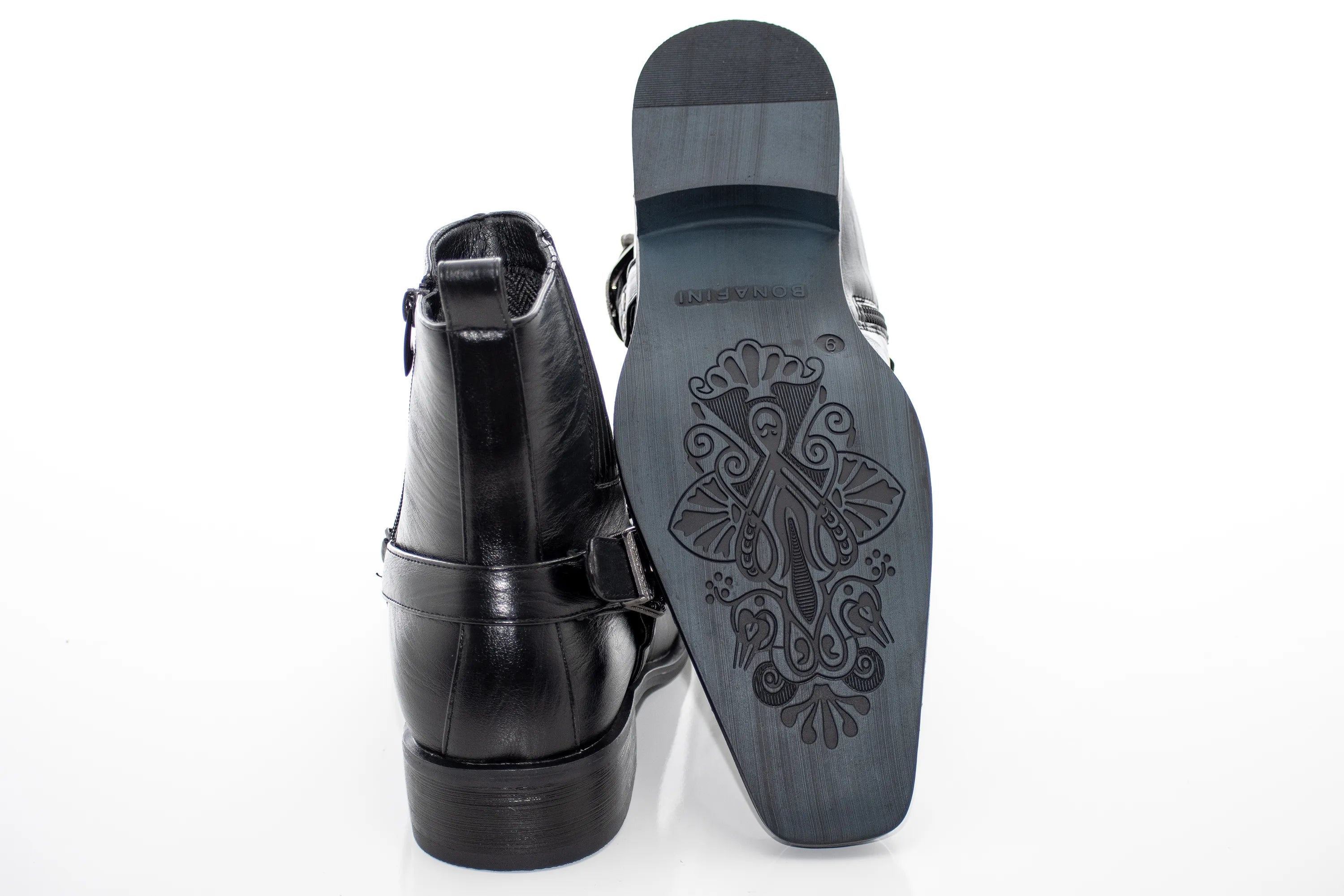 Black Western Chelsea Zip-Boot With Chain