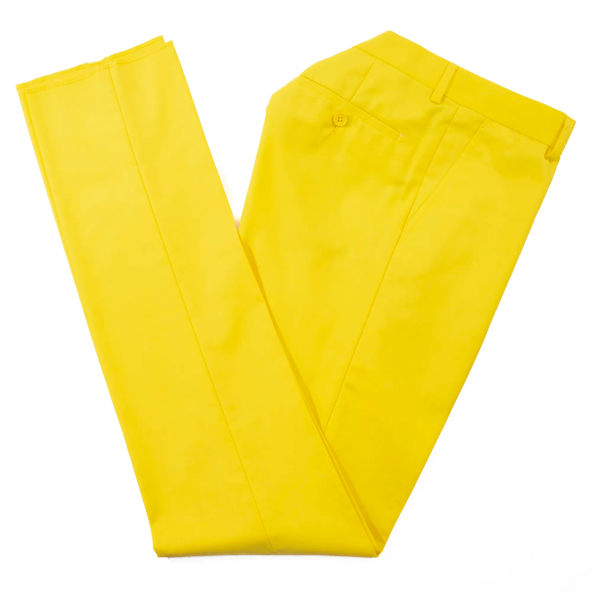 Men's Yellow Designer 2-Piece Slim-Fit Wool Suit With Peak Lapels