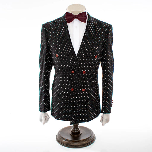 Men's Black Polka Dot Slim-Fit Jacket