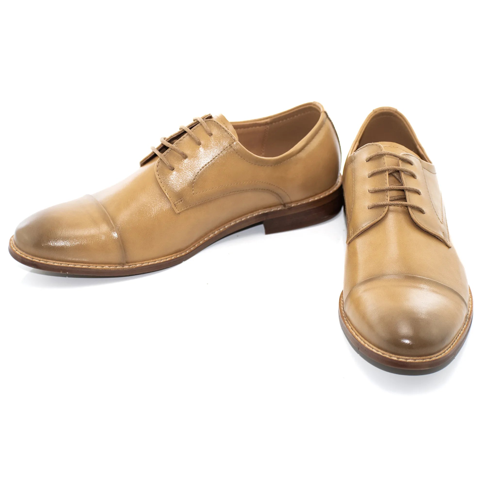 Camel Cap-Toe Lace-Up Derby Dress Shoes Camel / 10
