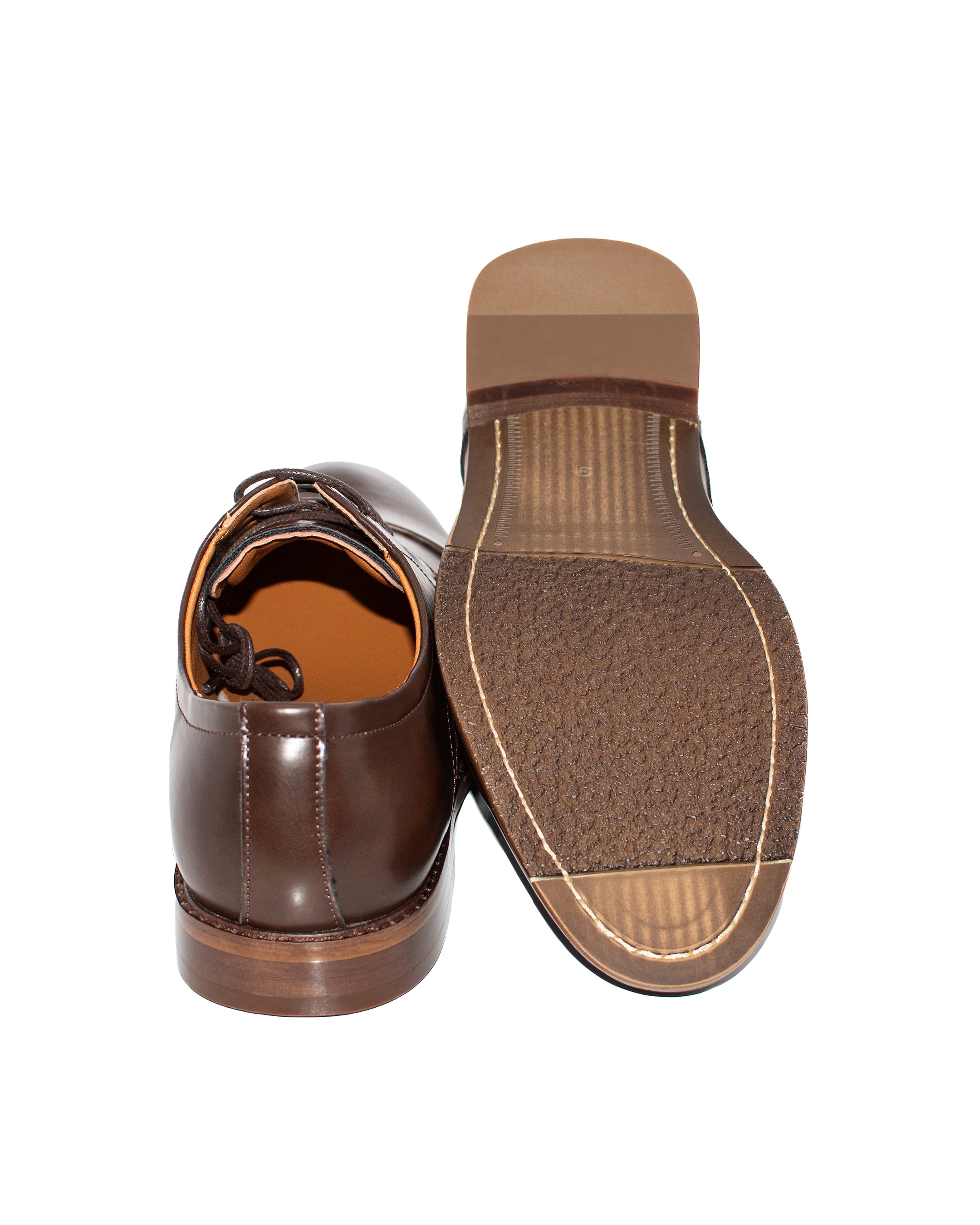 Coffee Brown Cap-Toe Lace-Up Derby Dress Shoes