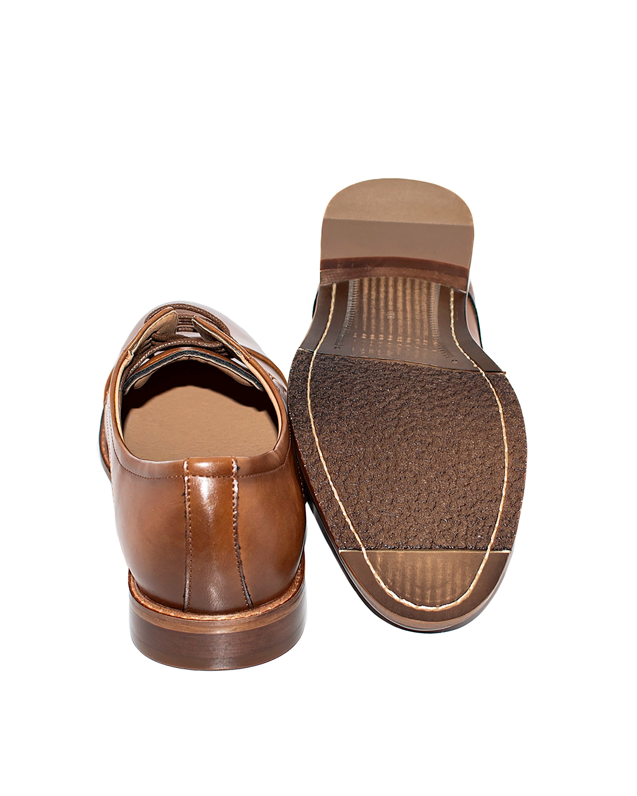 Dark Cognac Cap-Toe Lace-Up Derby Dress Shoes