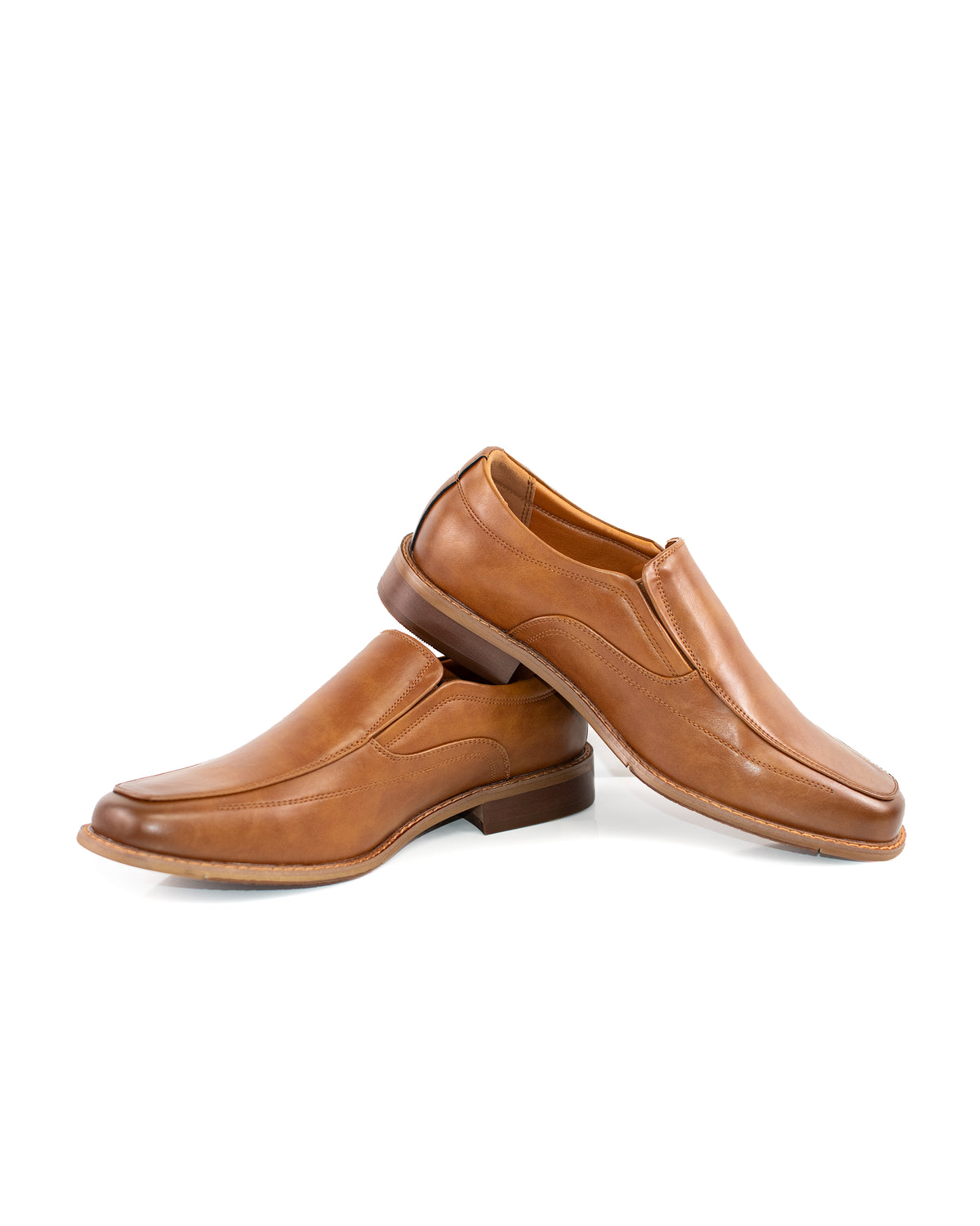 Dark Cognac Square-Toes Dress Loafer Shoes | Casual View | Dolce Vesta