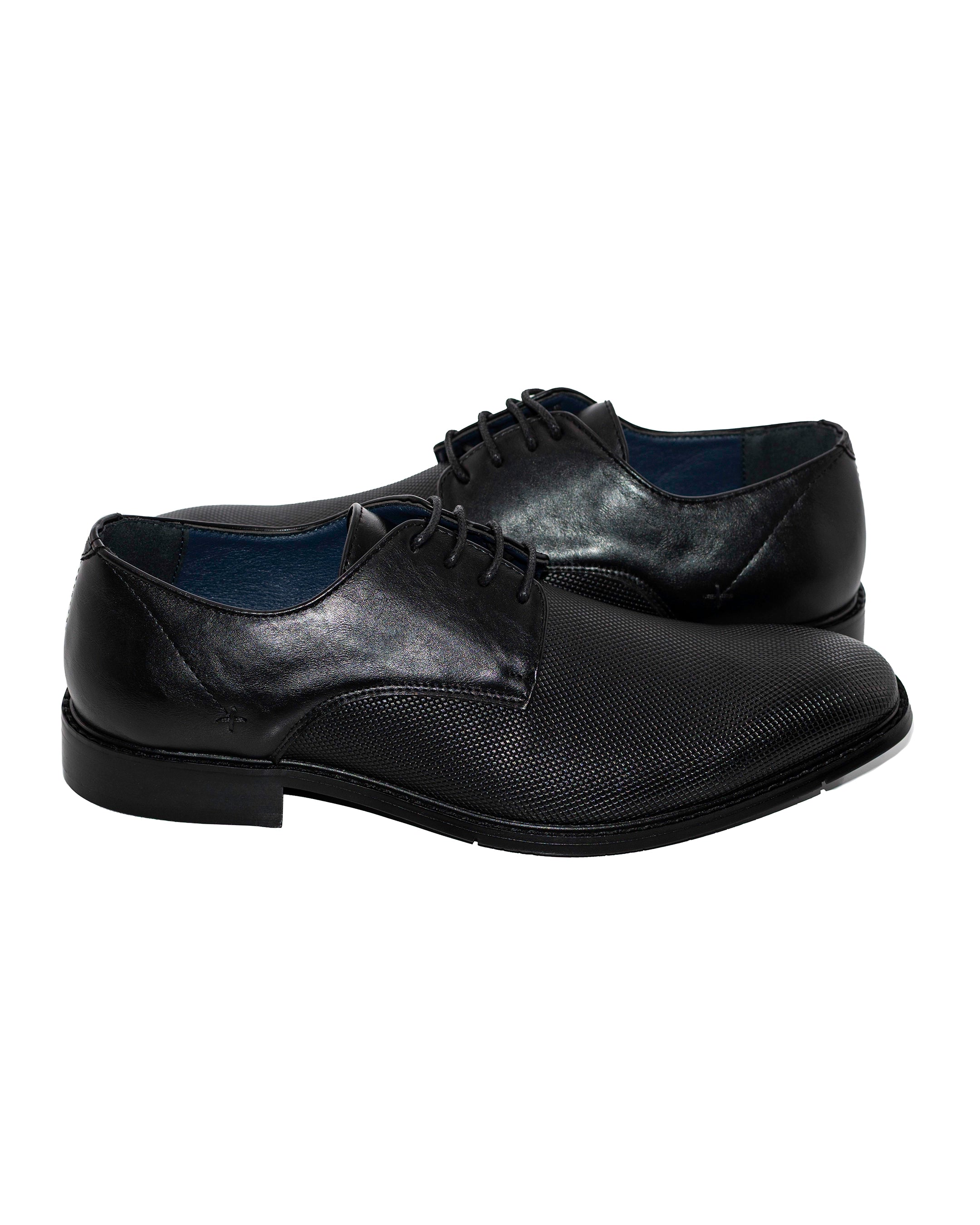 Black Textured Lace-Up Derby Dress Shoe