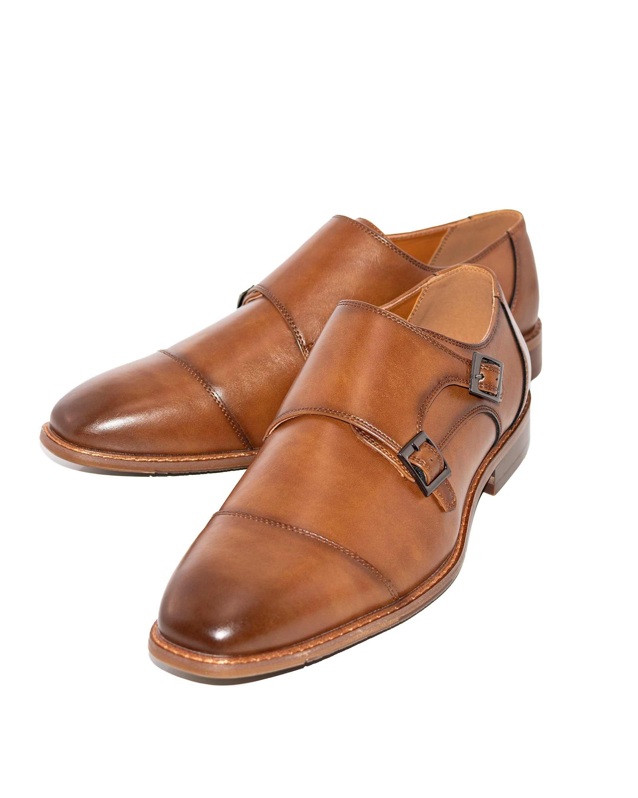 Dark Cognac Double Monk Strap Dress Shoe