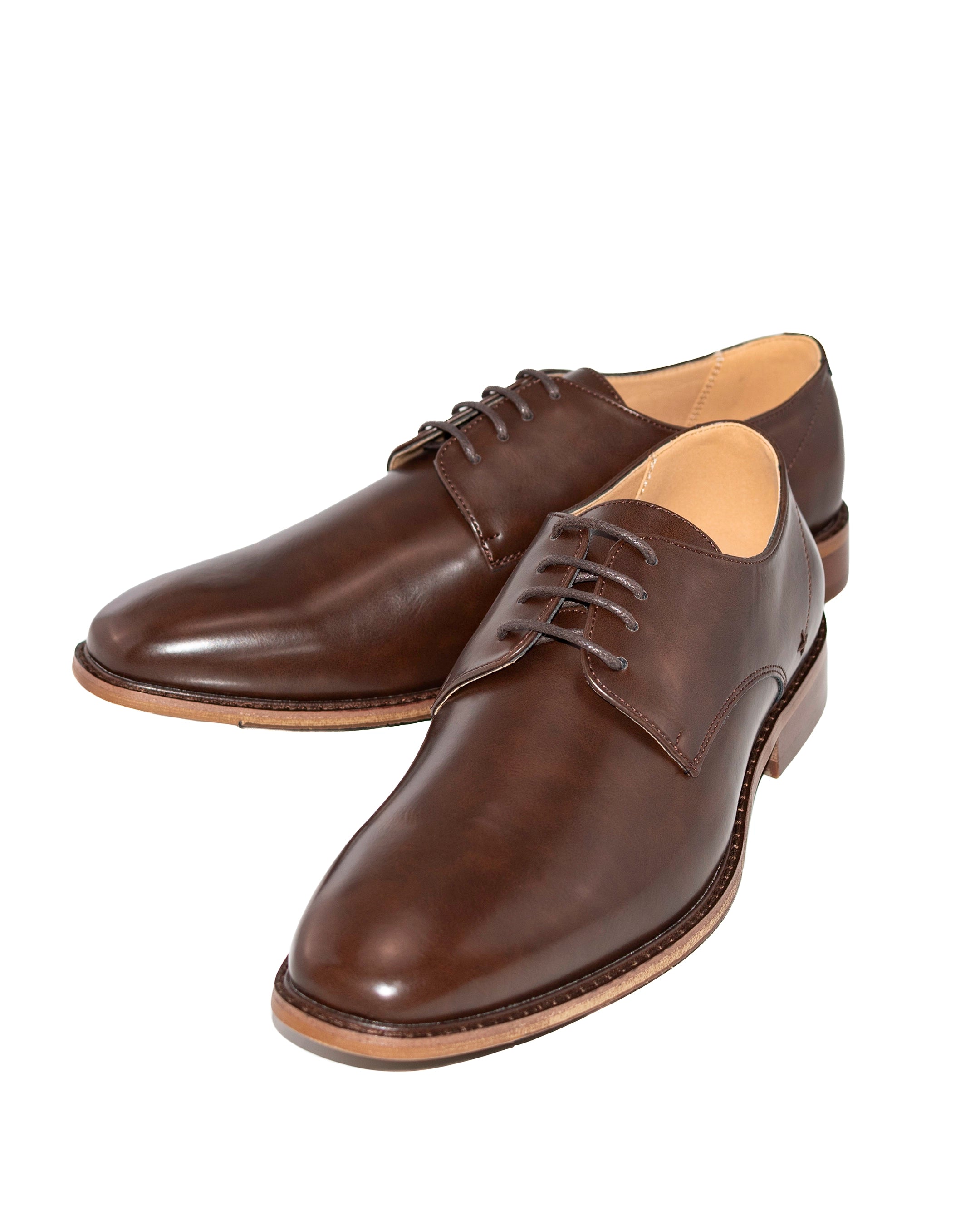 Plain-Toe Lace-Up Derby Dress Shoes