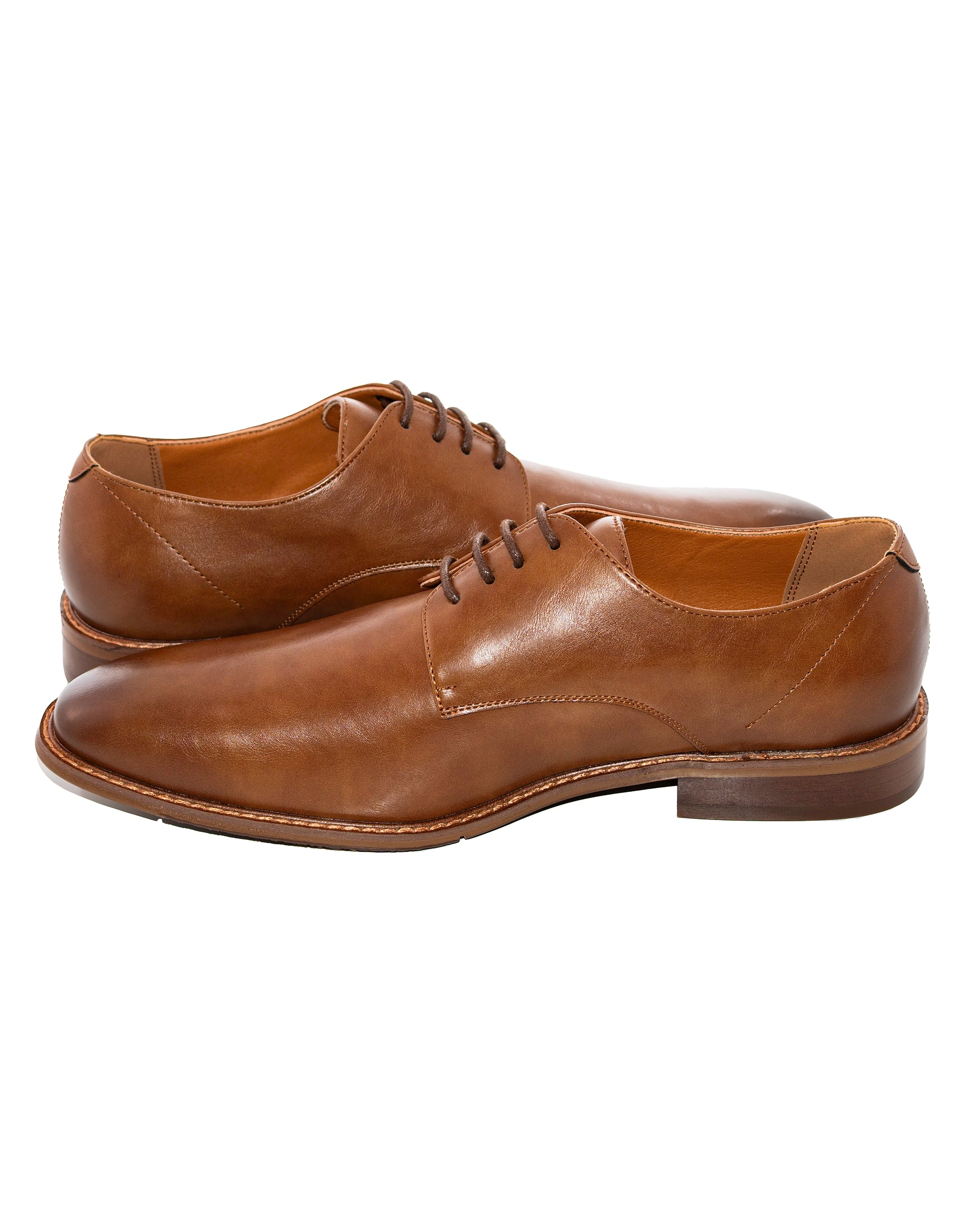 Plain-Toe Lace-Up Derby Dress Shoes