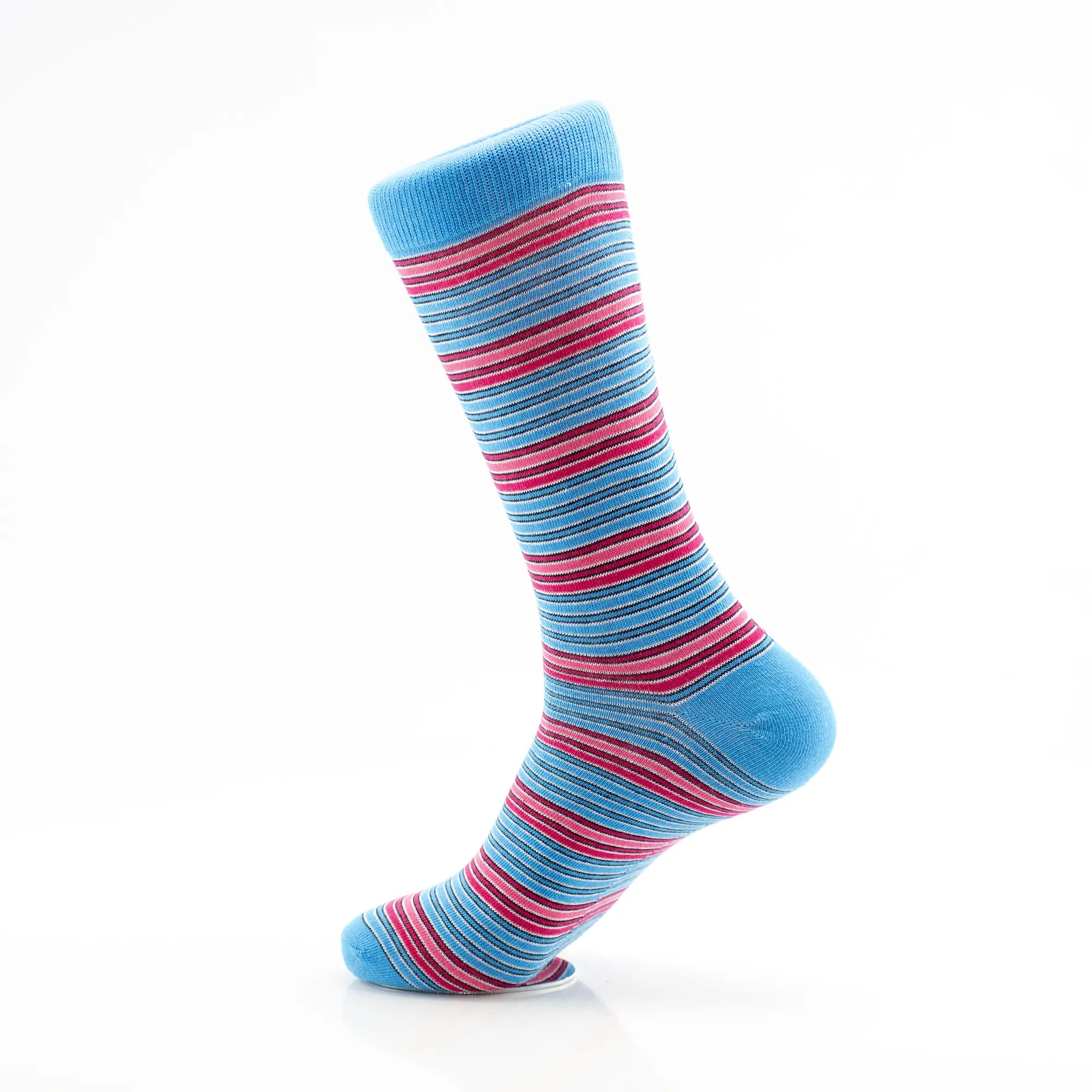 Blue, Pink, and Black Multitrack Striped Socks