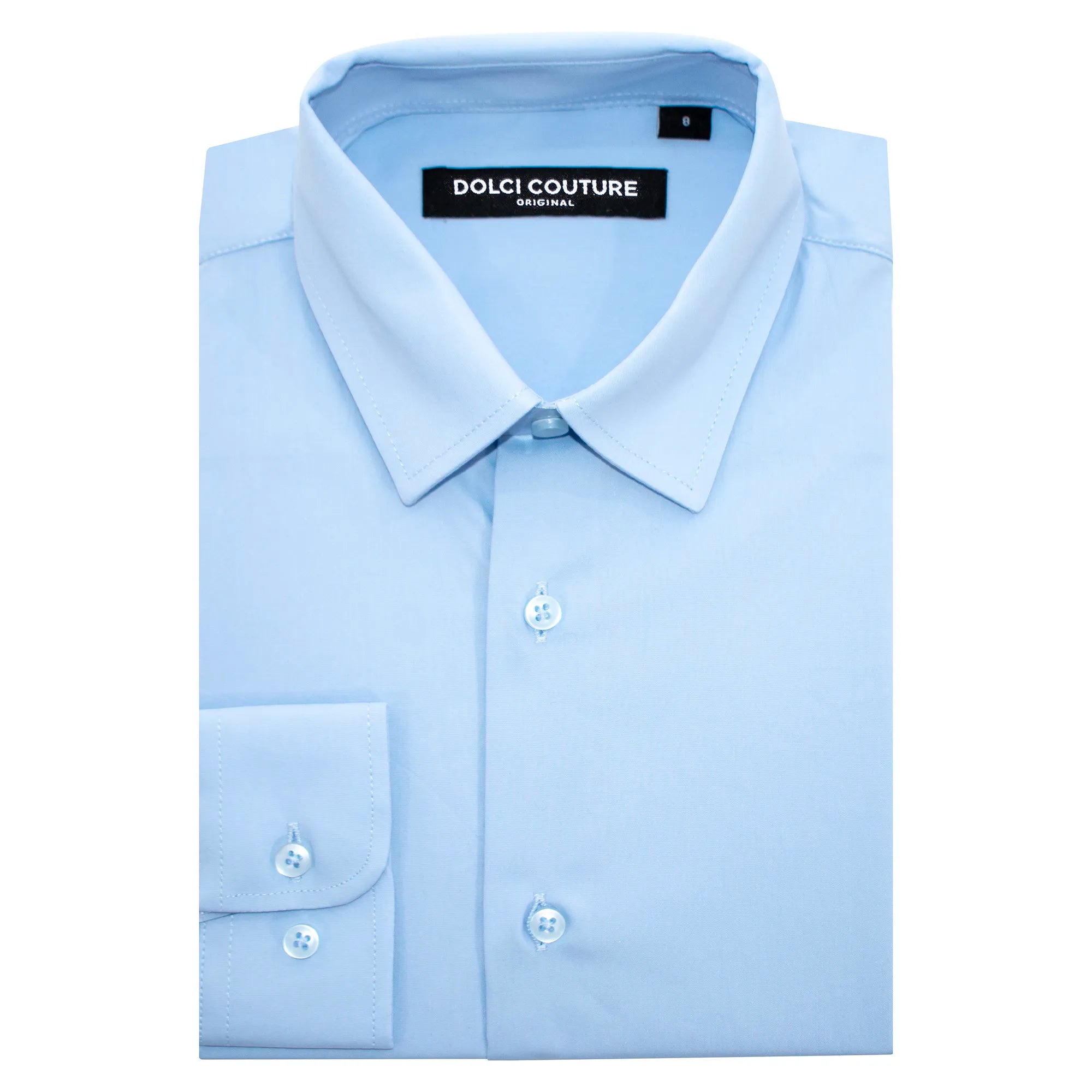 boys slim fit dress shirt Light Blue Stretch Kids 5 / Light Blue bfpart1 Easy care Black KarenMillen Drape Collared Size:39 / US 15