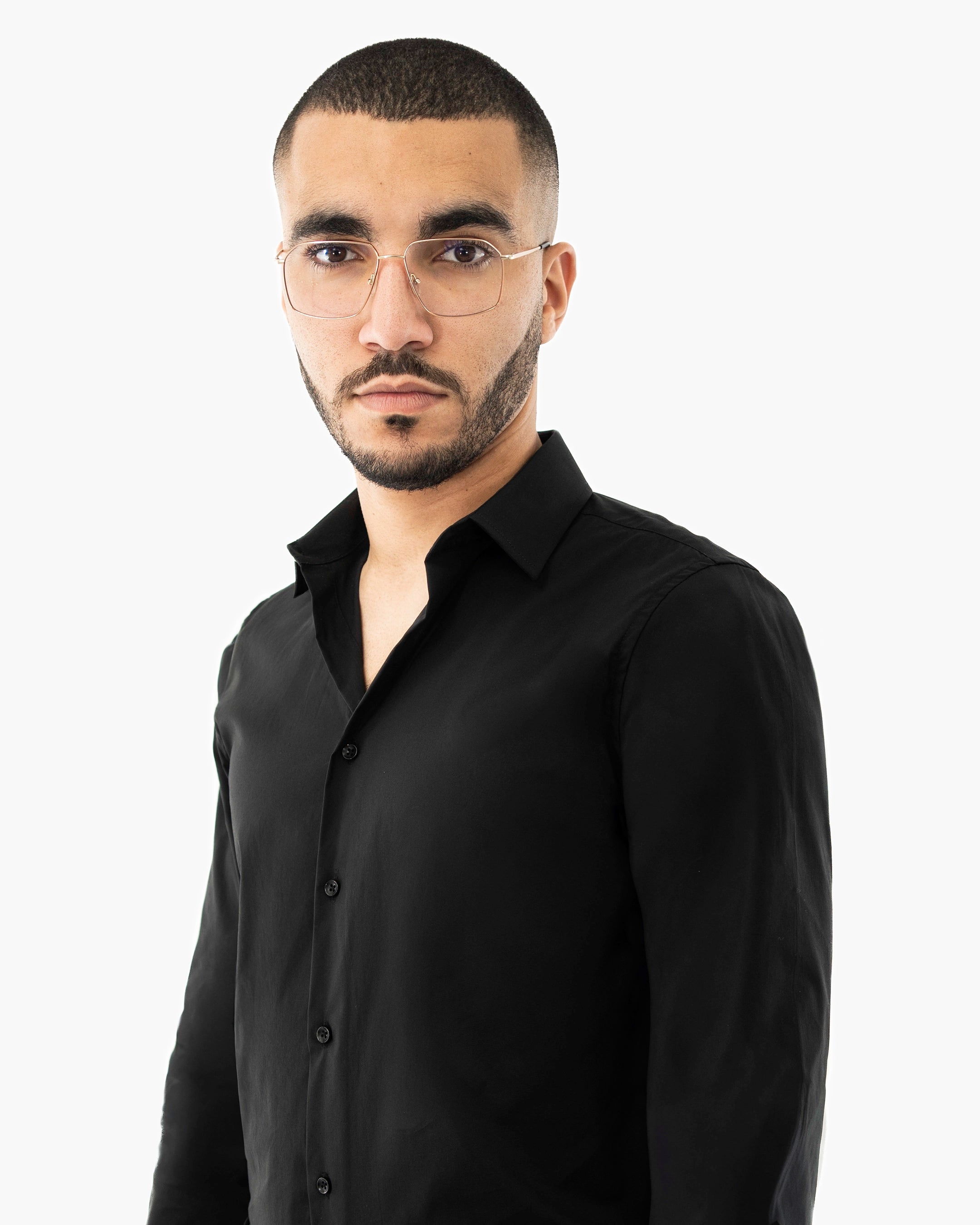 Black Stretch Slim-Fit Dress Shirt